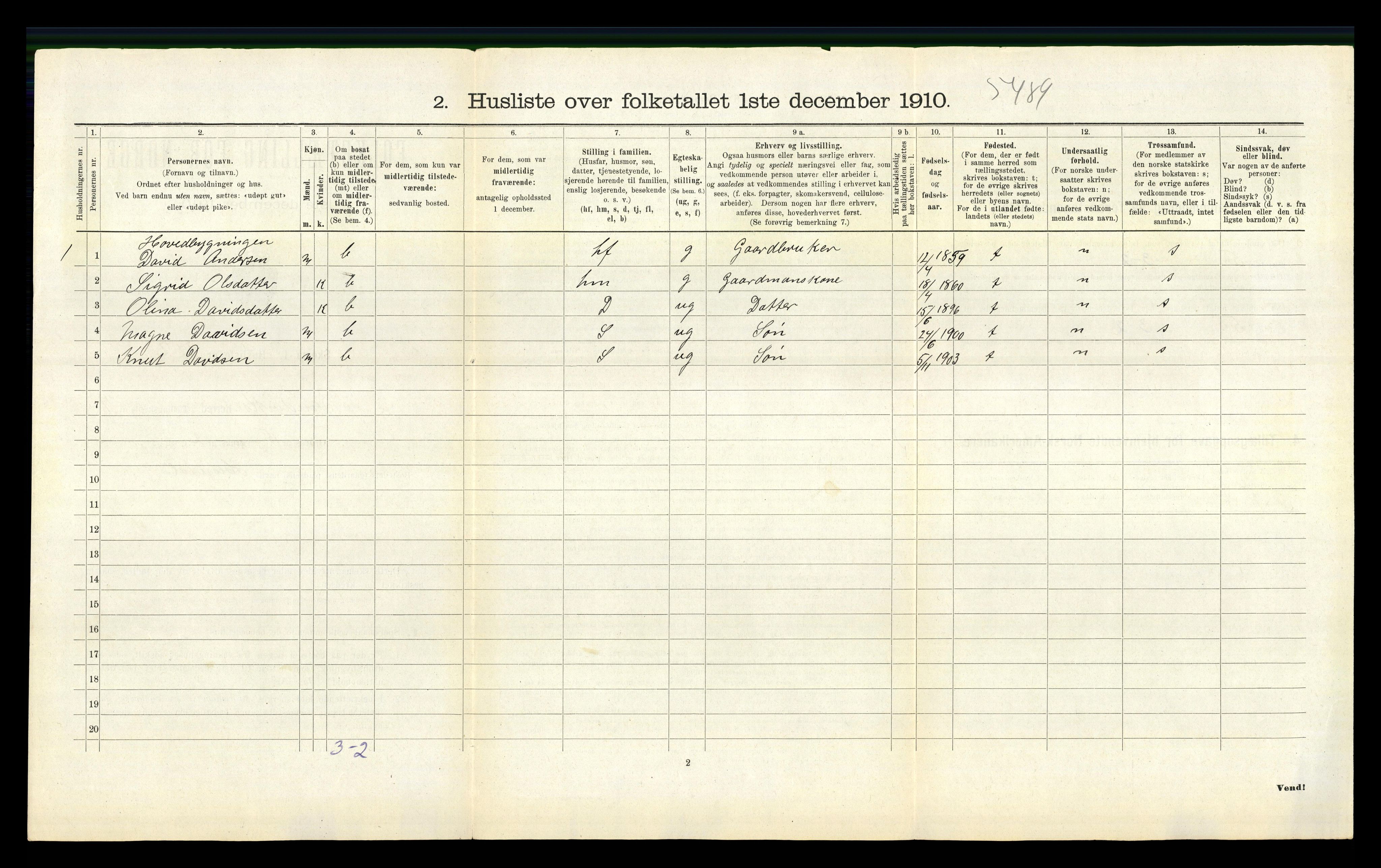 RA, 1910 census for Bruvik, 1910, p. 503