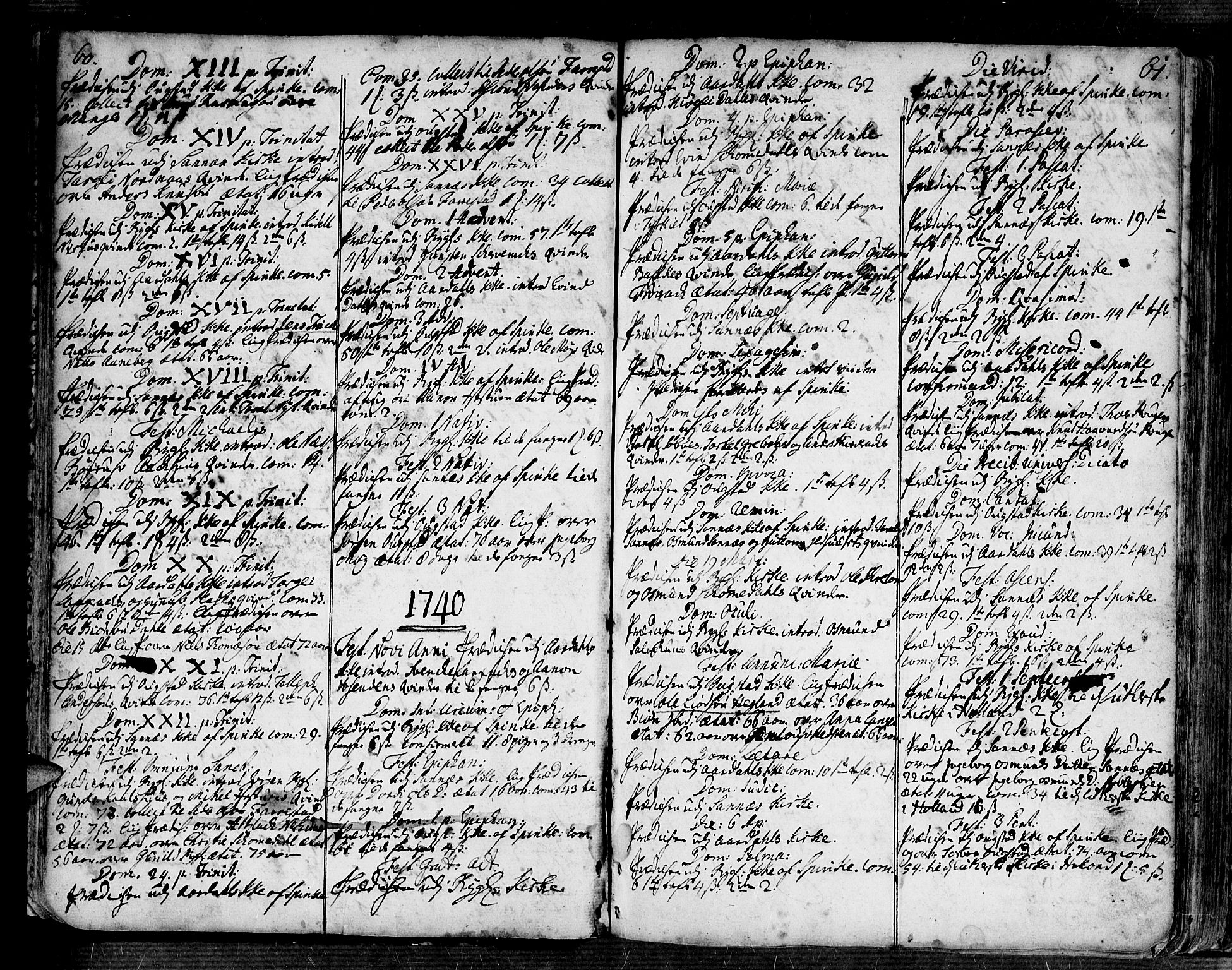 Bygland sokneprestkontor, SAK/1111-0006/F/Fa/Fab/L0001: Parish register (official) no. A 1, 1725-1766, p. 60-61