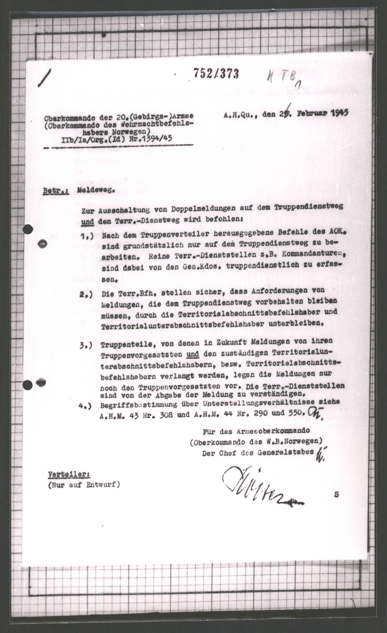 Forsvarets Overkommando. 2 kontor. Arkiv 11.4. Spredte tyske arkivsaker, AV/RA-RAFA-7031/D/Dar/Dara/L0003: Krigsdagbøker for 20. Gebirgs-Armee-Oberkommando (AOK 20), 1945, p. 290