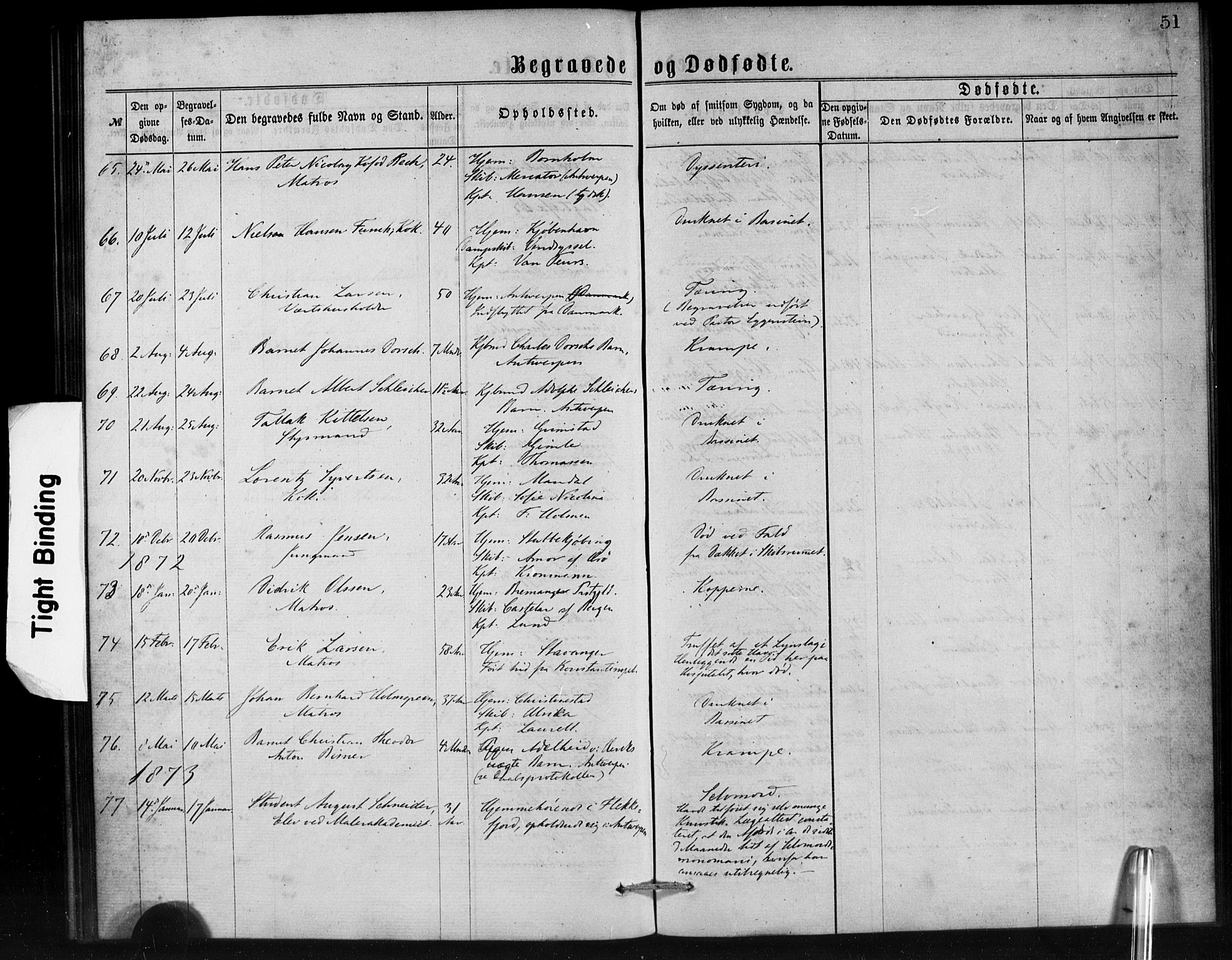 Den norske sjømannsmisjon i utlandet/Antwerpen, SAB/SAB/PA-0105/H/Ha/L0001: Parish register (official) no. A 1, 1865-1887, p. 51