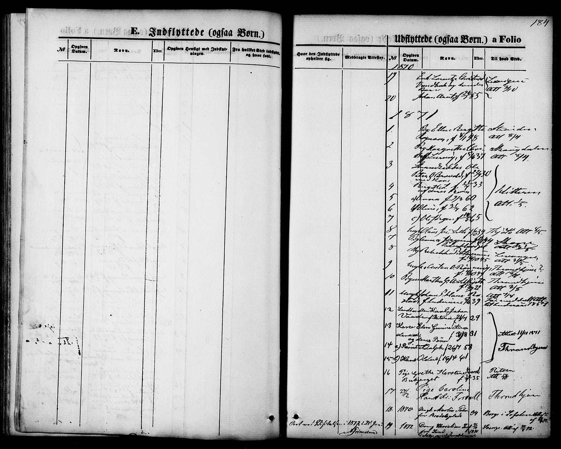 Ministerialprotokoller, klokkerbøker og fødselsregistre - Nord-Trøndelag, SAT/A-1458/744/L0419: Parish register (official) no. 744A03, 1867-1881, p. 184