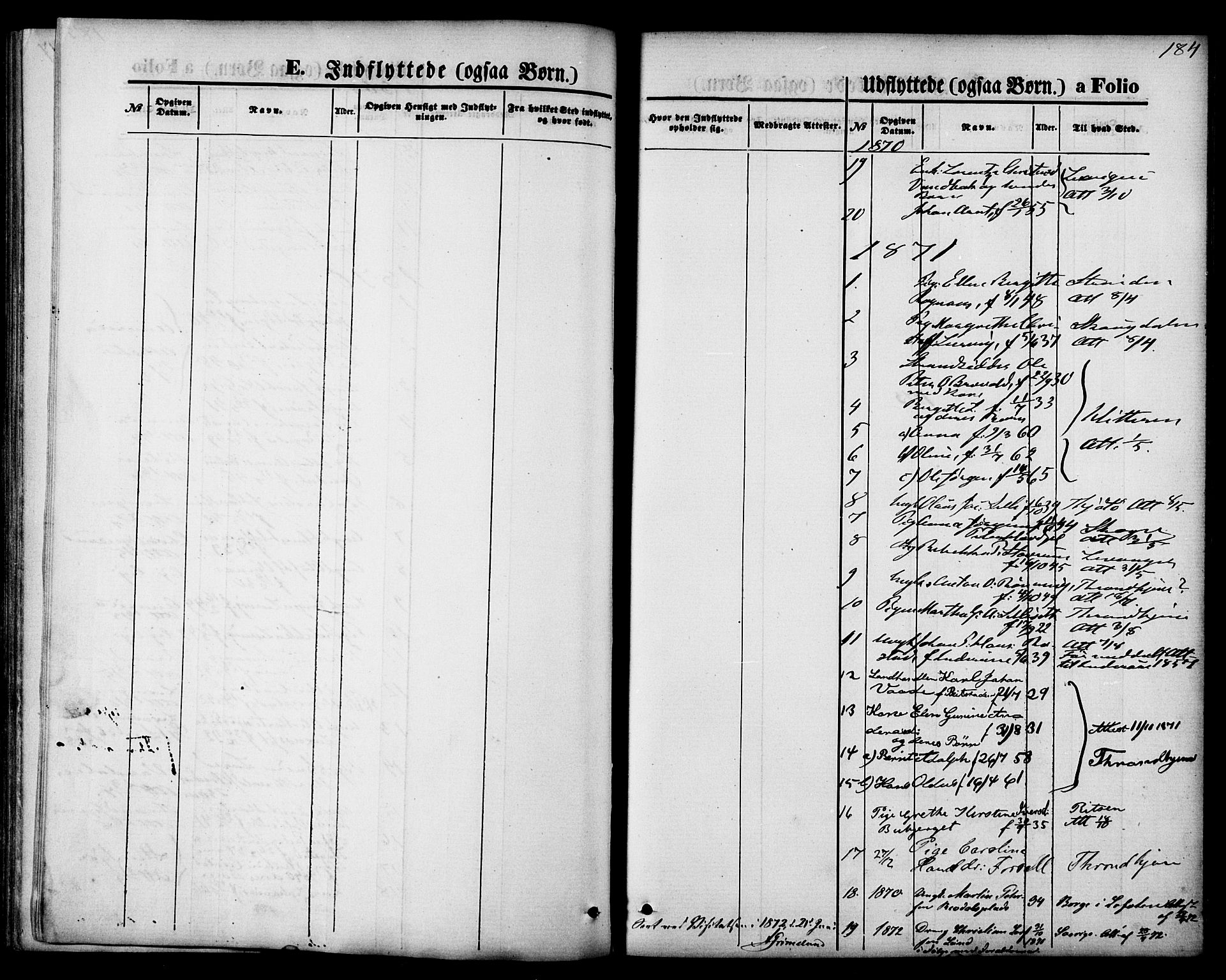 Ministerialprotokoller, klokkerbøker og fødselsregistre - Nord-Trøndelag, AV/SAT-A-1458/744/L0419: Parish register (official) no. 744A03, 1867-1881, p. 184