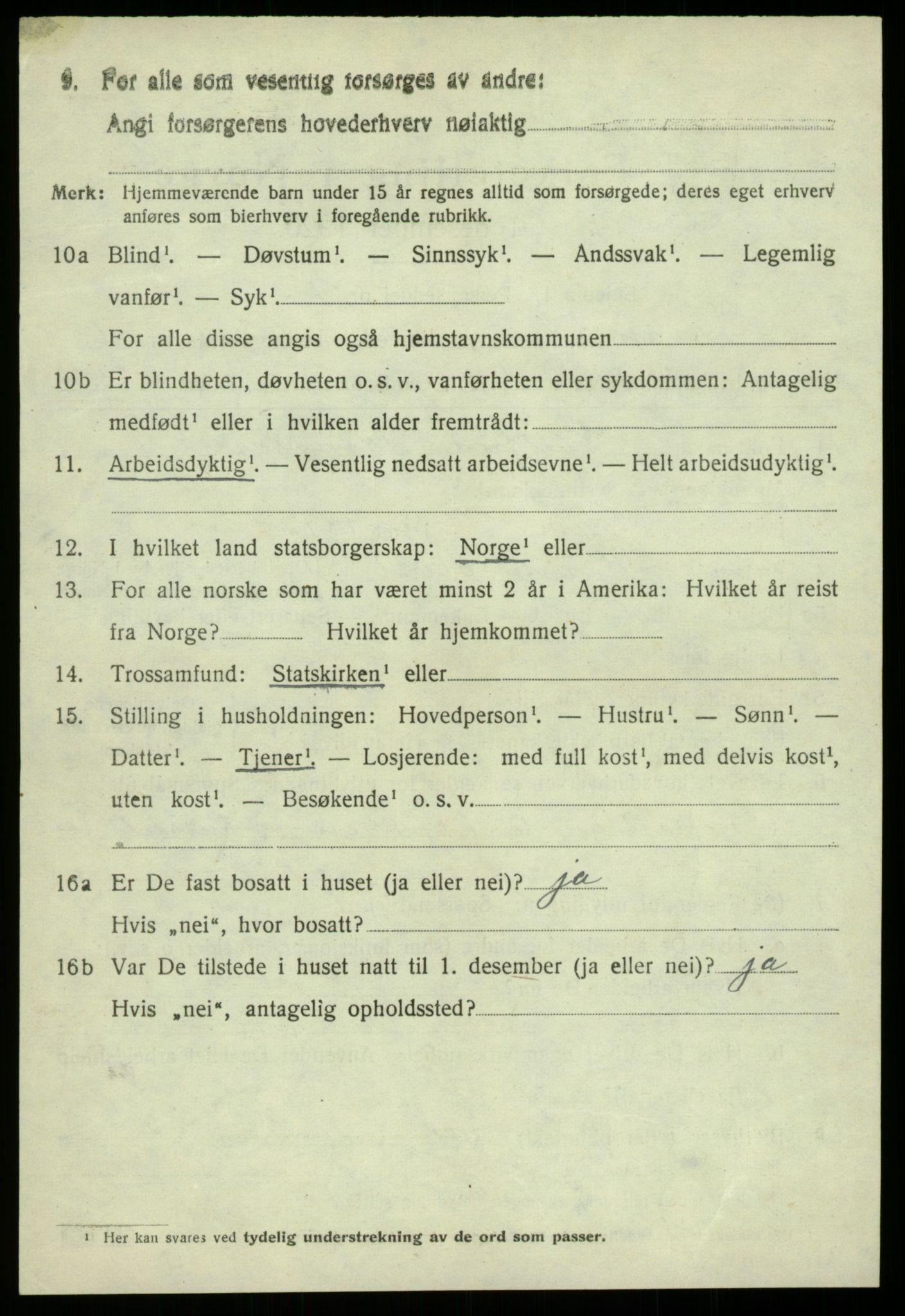 SAB, 1920 census for Kvam, 1920, p. 9192