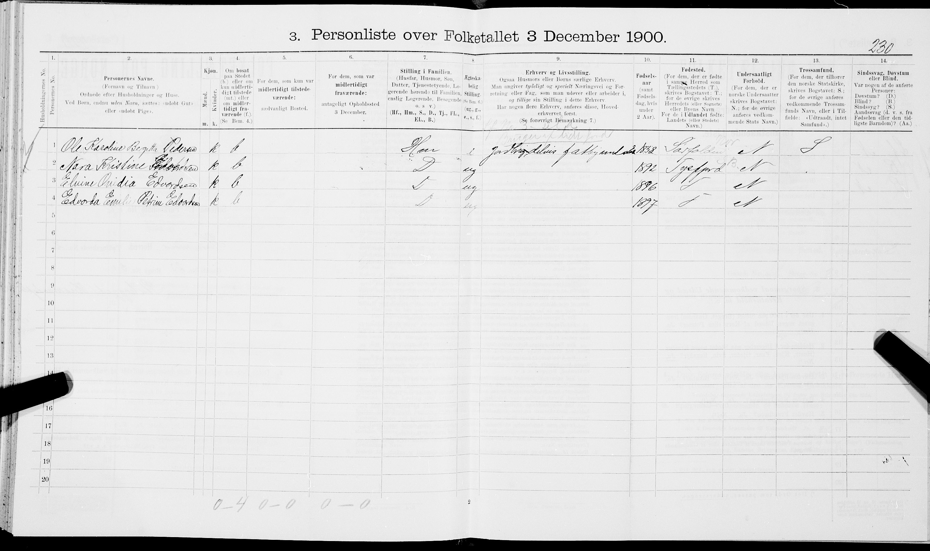 SAT, 1900 census for Hamarøy, 1900, p. 247