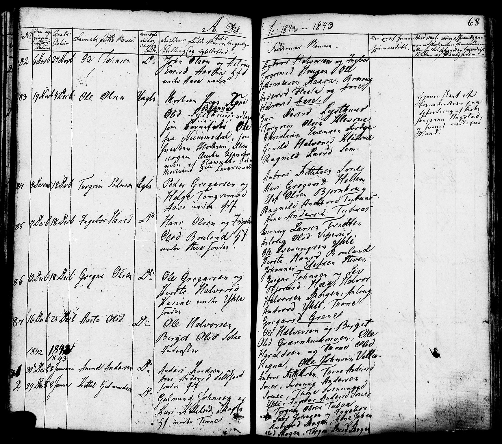 Heddal kirkebøker, SAKO/A-268/F/Fa/L0006: Parish register (official) no. I 6, 1837-1854, p. 68