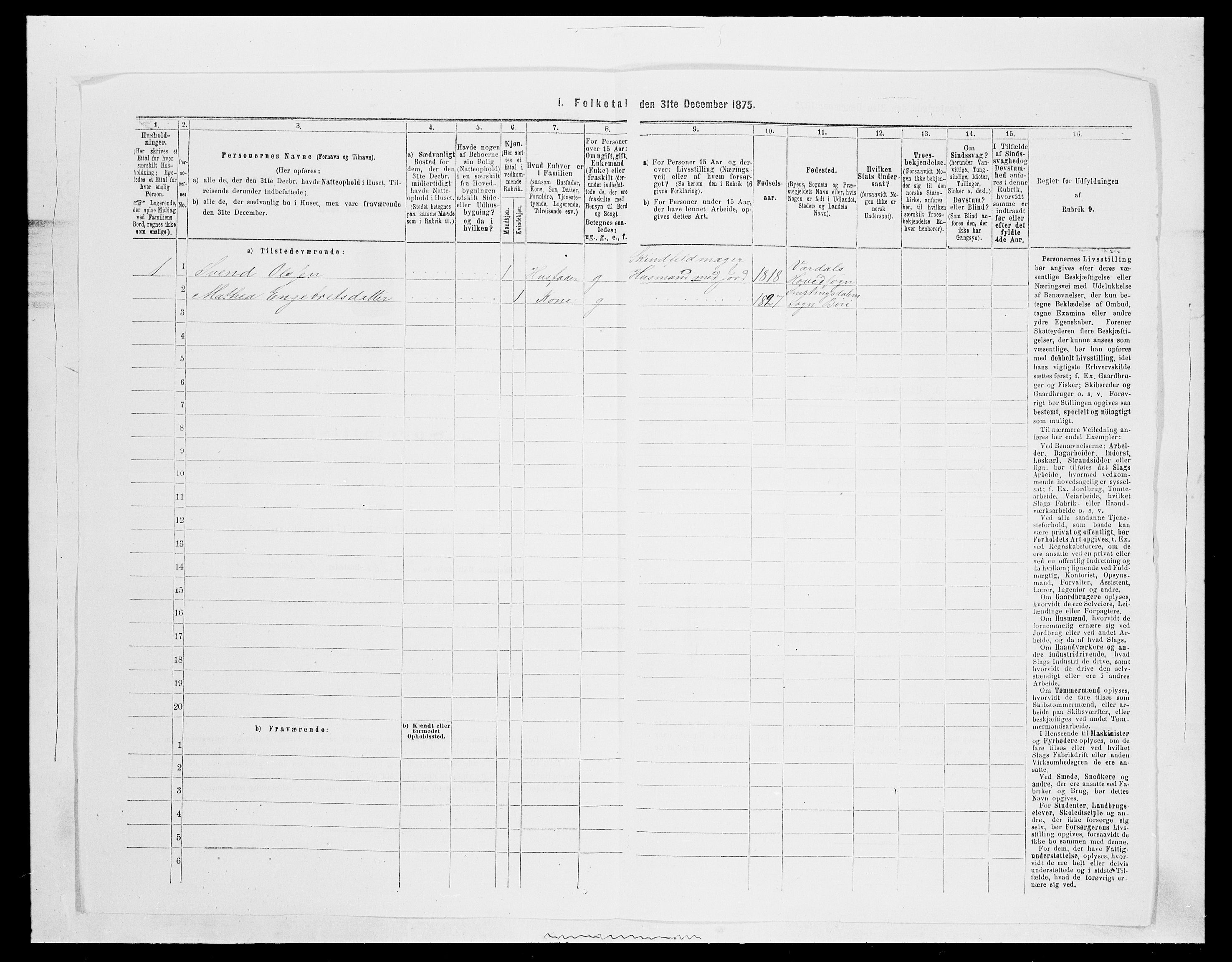 SAH, 1875 census for 0525P Biri, 1875, p. 1505