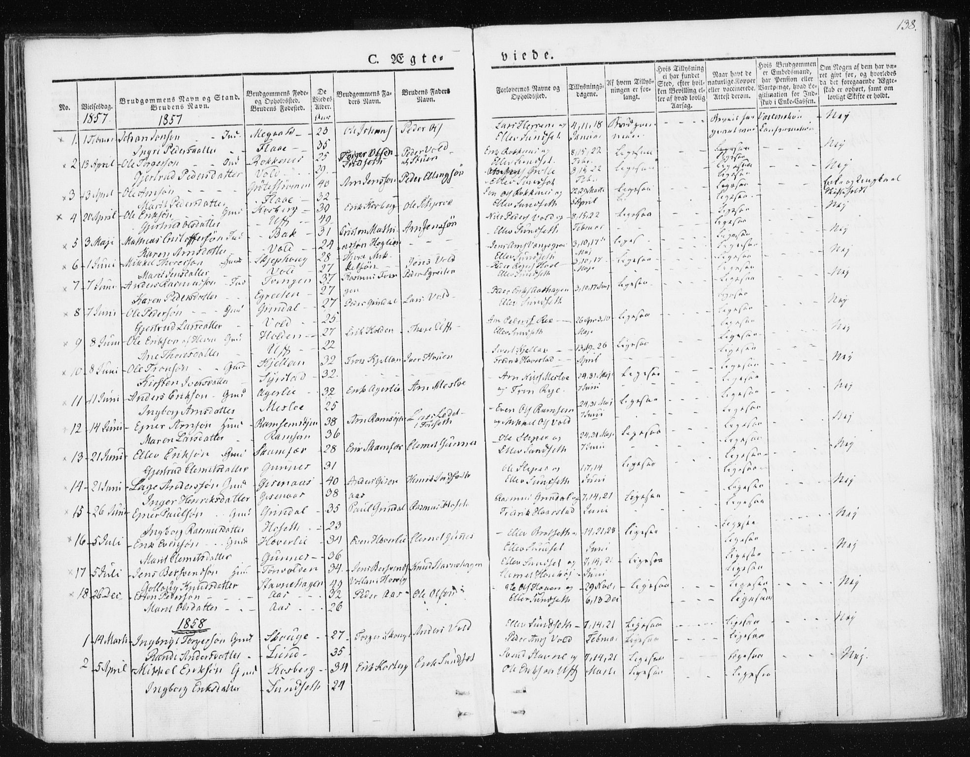 Ministerialprotokoller, klokkerbøker og fødselsregistre - Sør-Trøndelag, AV/SAT-A-1456/674/L0869: Parish register (official) no. 674A01, 1829-1860, p. 138