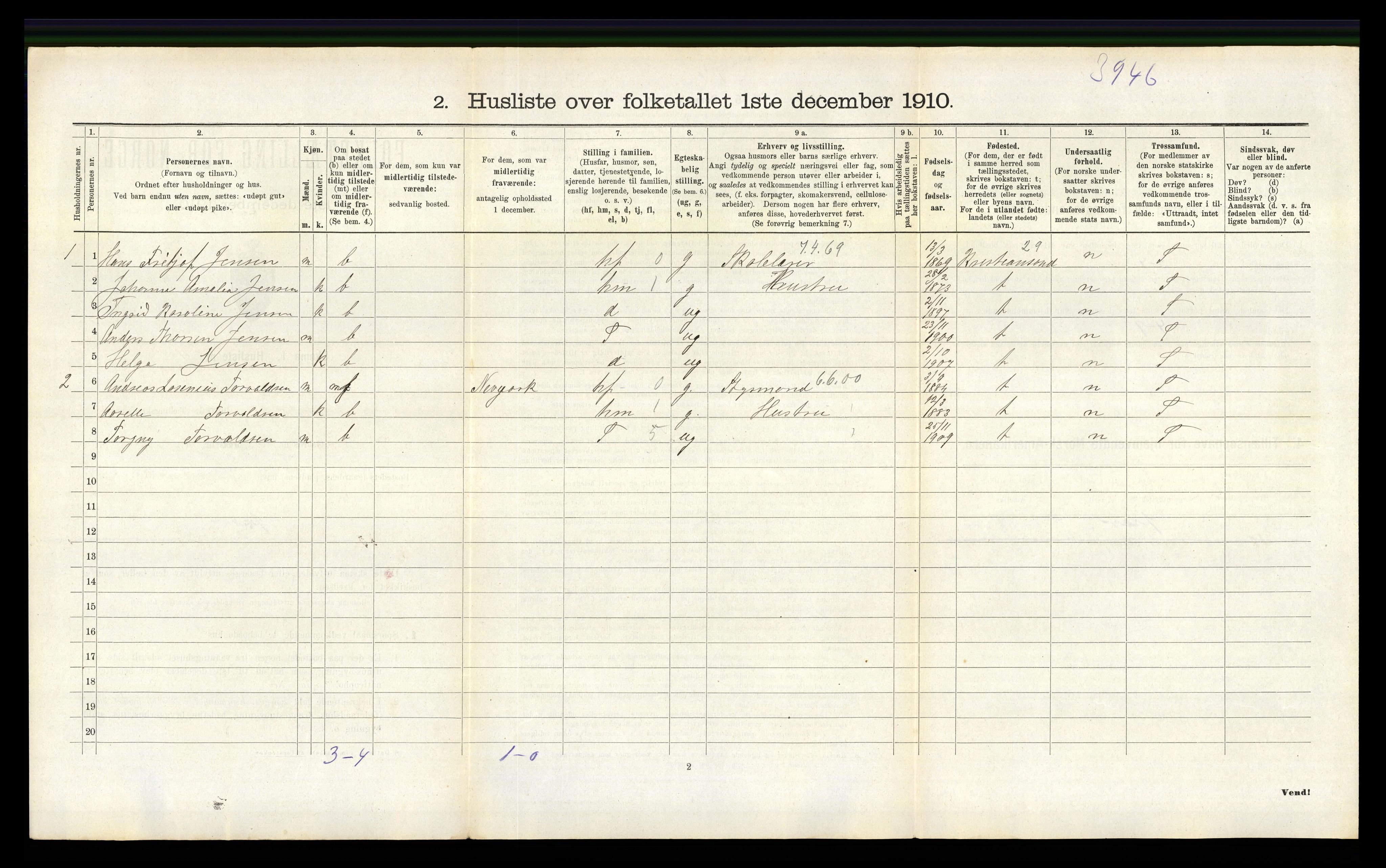 RA, 1910 census for Høvåg, 1910, p. 736