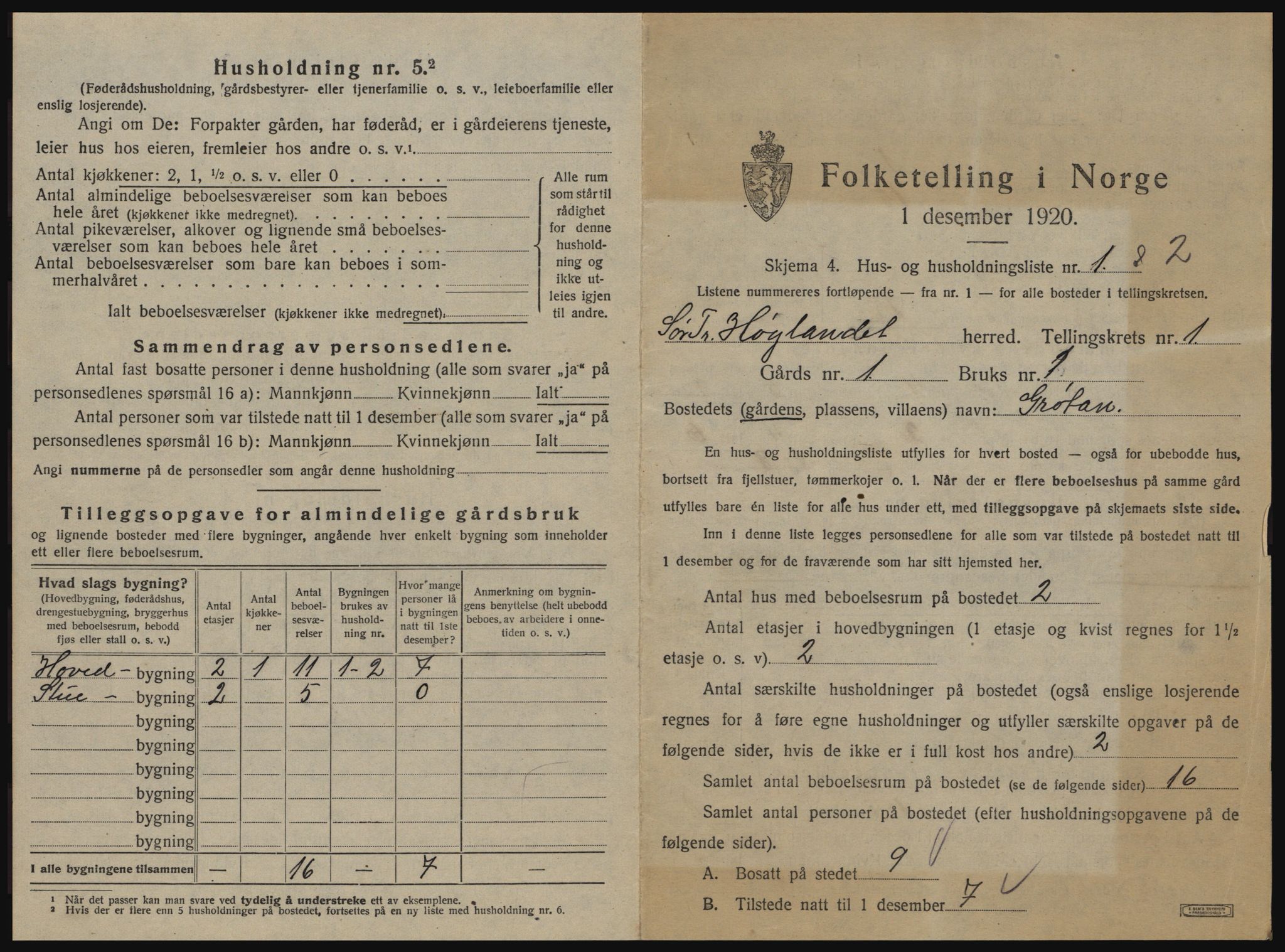 SAT, 1920 census for Hølonda, 1920, p. 25