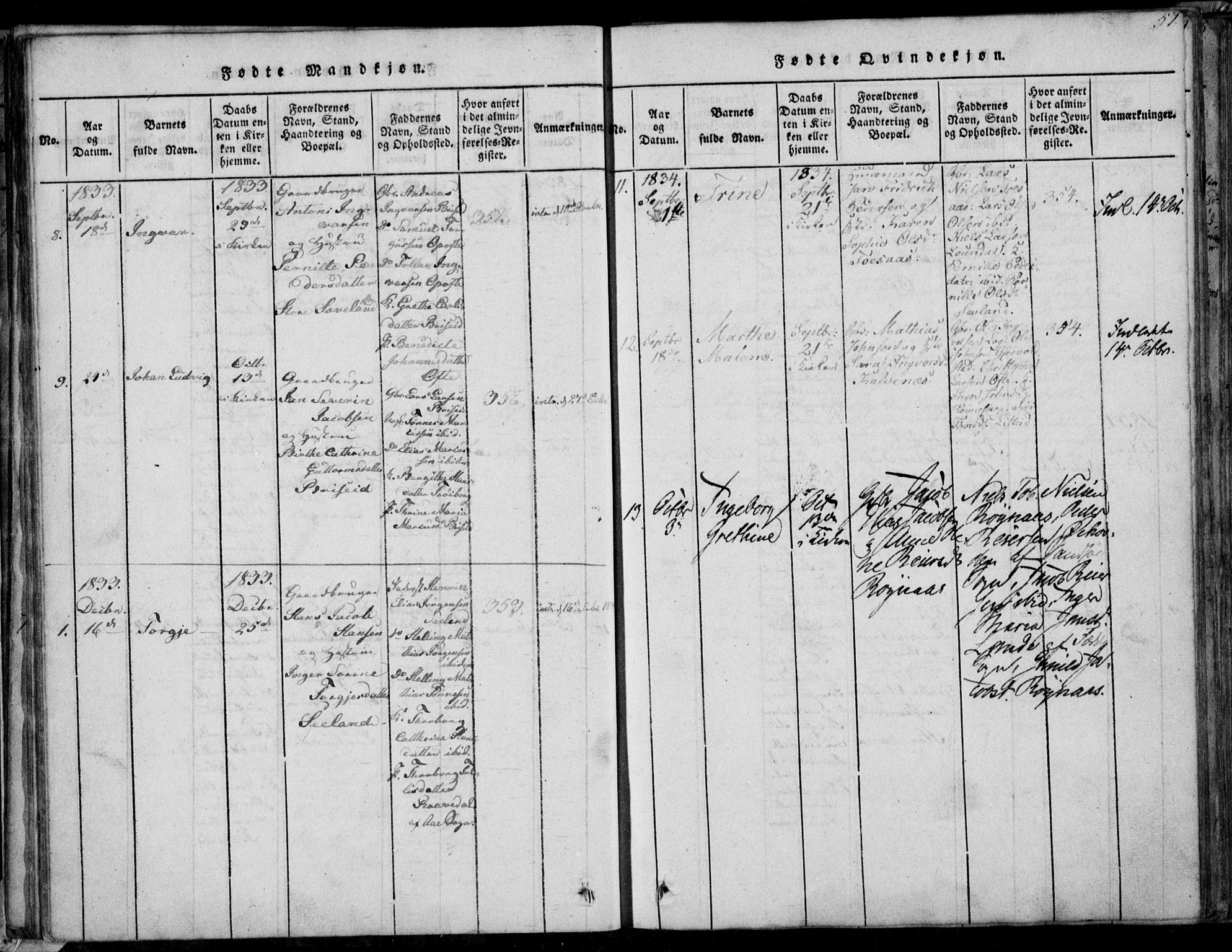 Herad sokneprestkontor, AV/SAK-1111-0018/F/Fa/Faa/L0003: Parish register (official) no. A 3, 1816-1844, p. 57