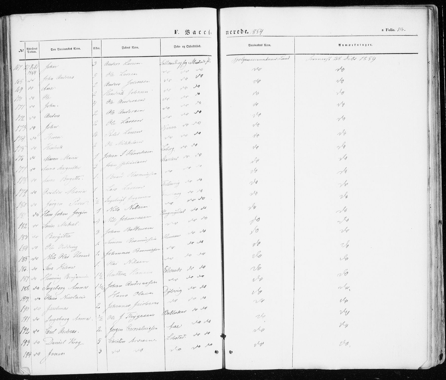 Ibestad sokneprestembete, AV/SATØ-S-0077/H/Ha/Haa/L0008kirke: Parish register (official) no. 8, 1850-1859, p. 556