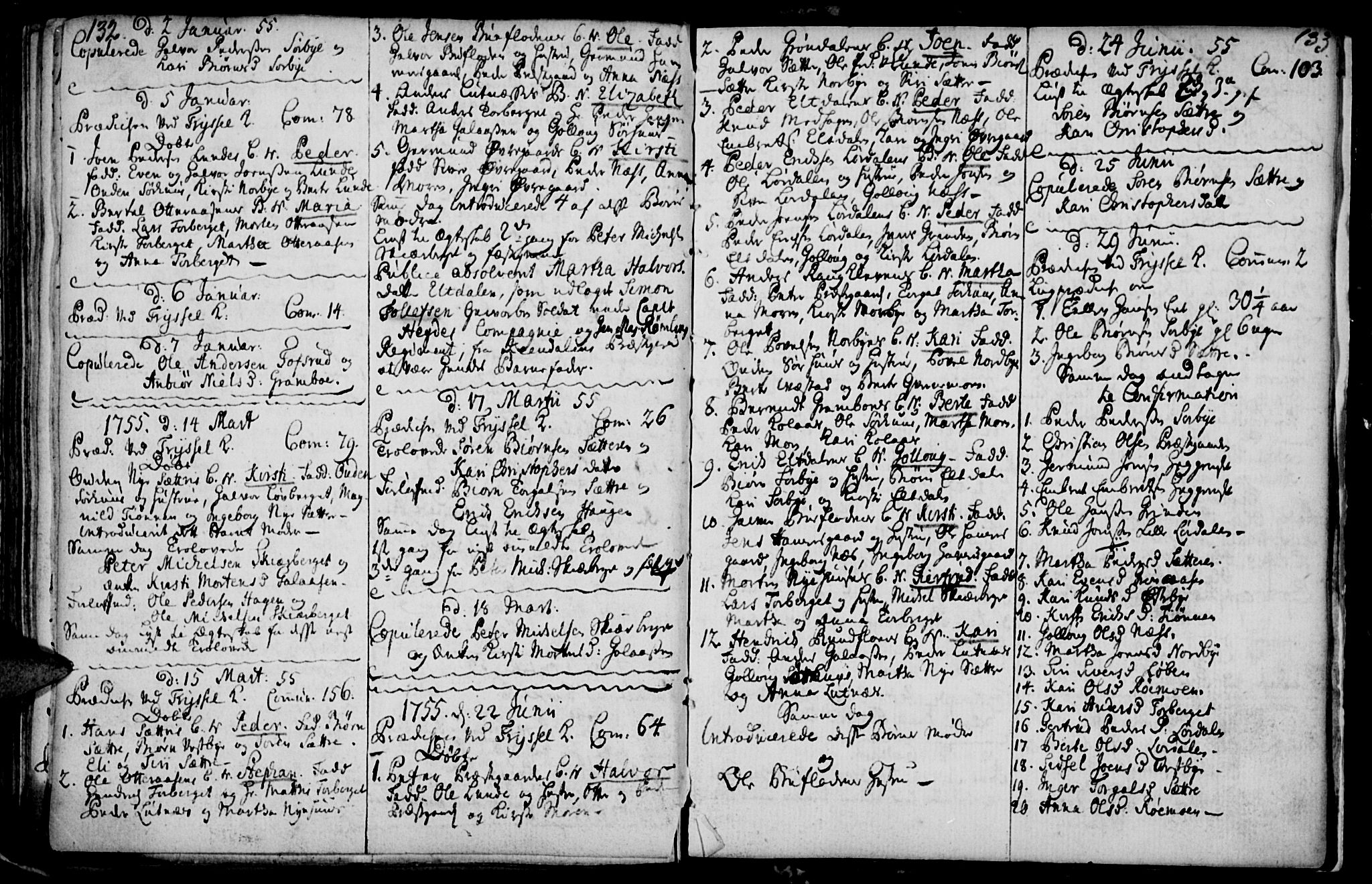 Elverum prestekontor, AV/SAH-PREST-044/H/Ha/Haa/L0001: Parish register (official) no. 1, 1730-1760, p. 132-133