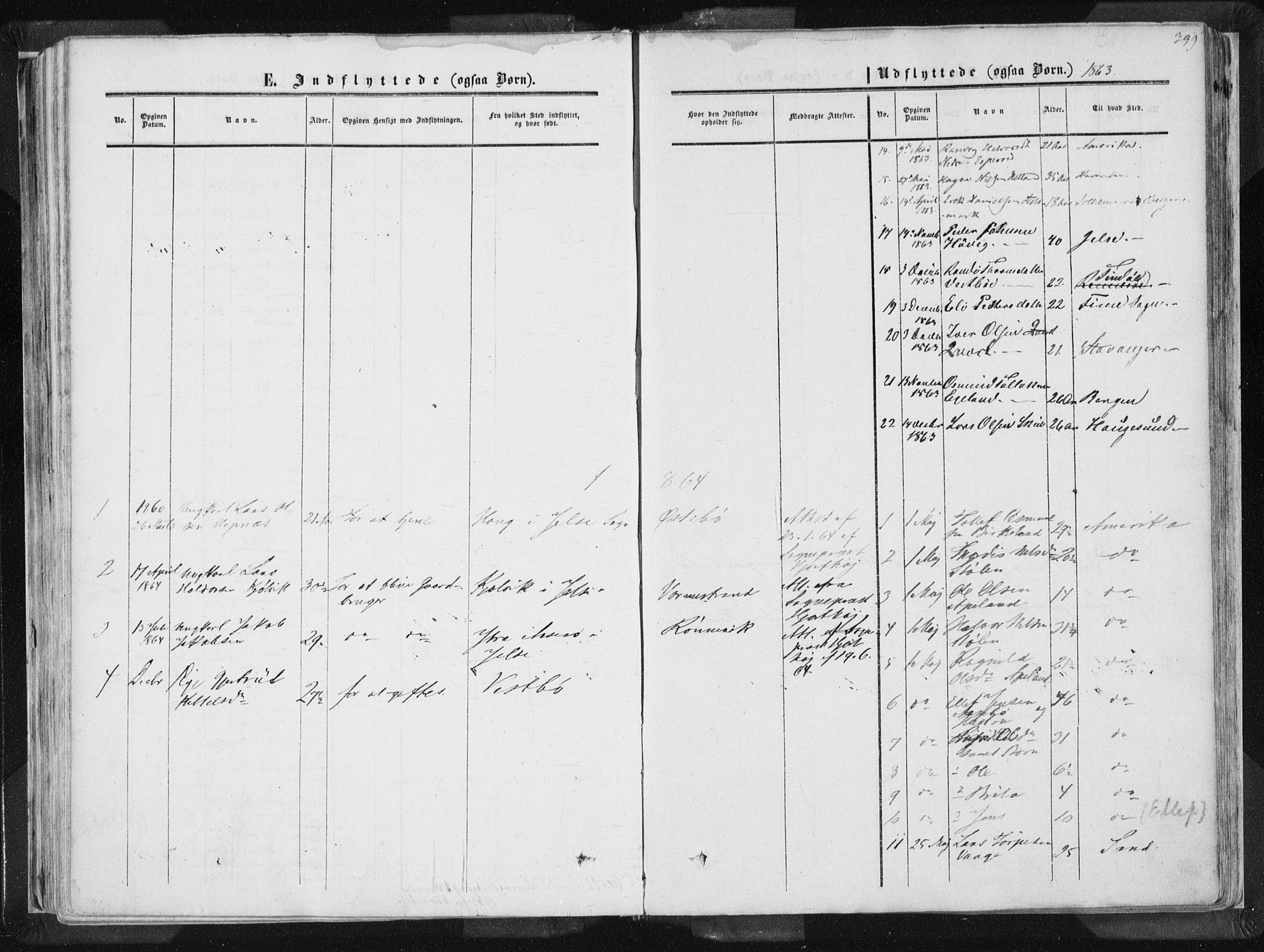 Vikedal sokneprestkontor, SAST/A-101840/01/IV: Parish register (official) no. A 6.2, 1851-1867, p. 399
