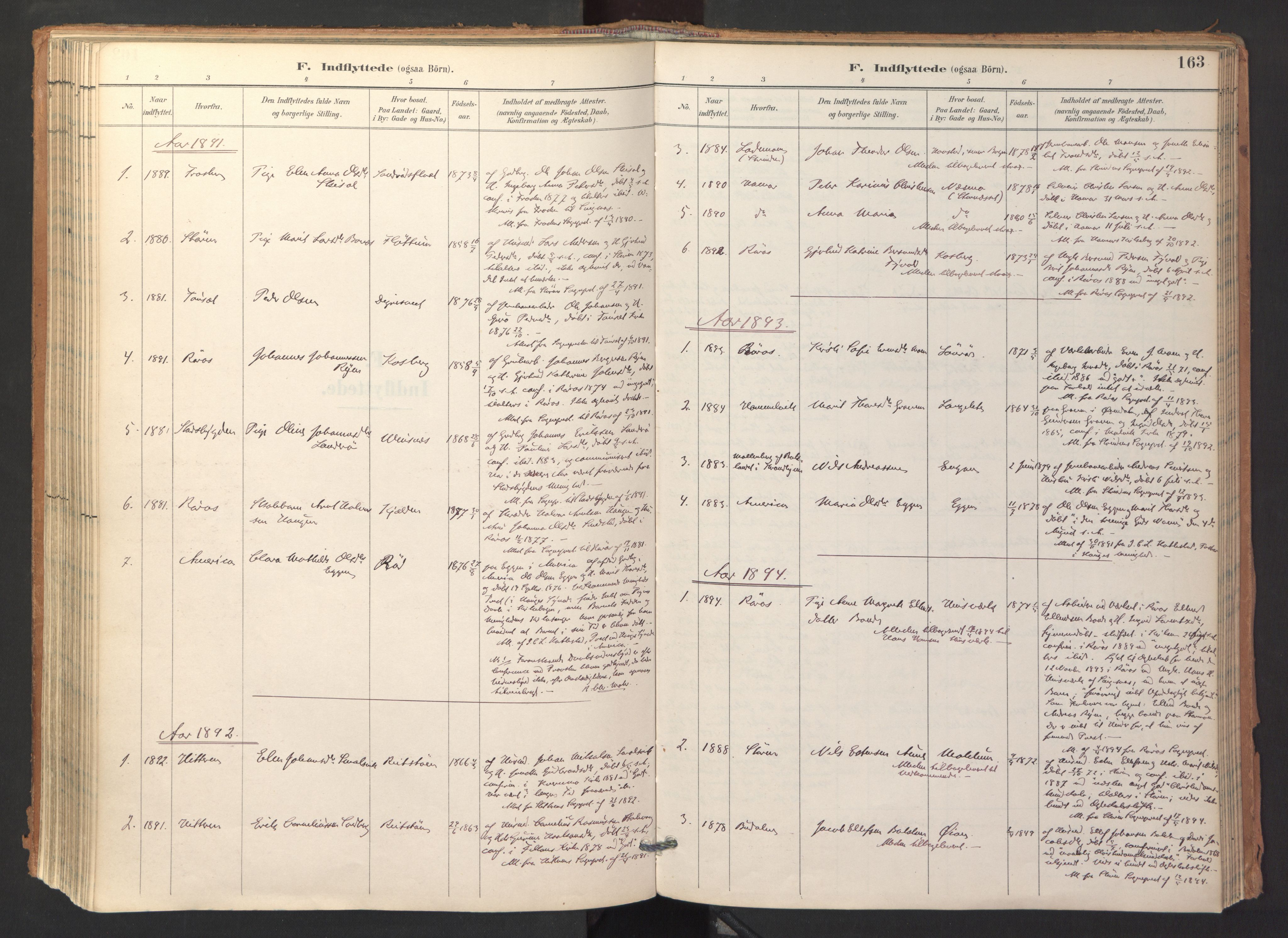 Ministerialprotokoller, klokkerbøker og fødselsregistre - Sør-Trøndelag, SAT/A-1456/688/L1025: Parish register (official) no. 688A02, 1891-1909, p. 163
