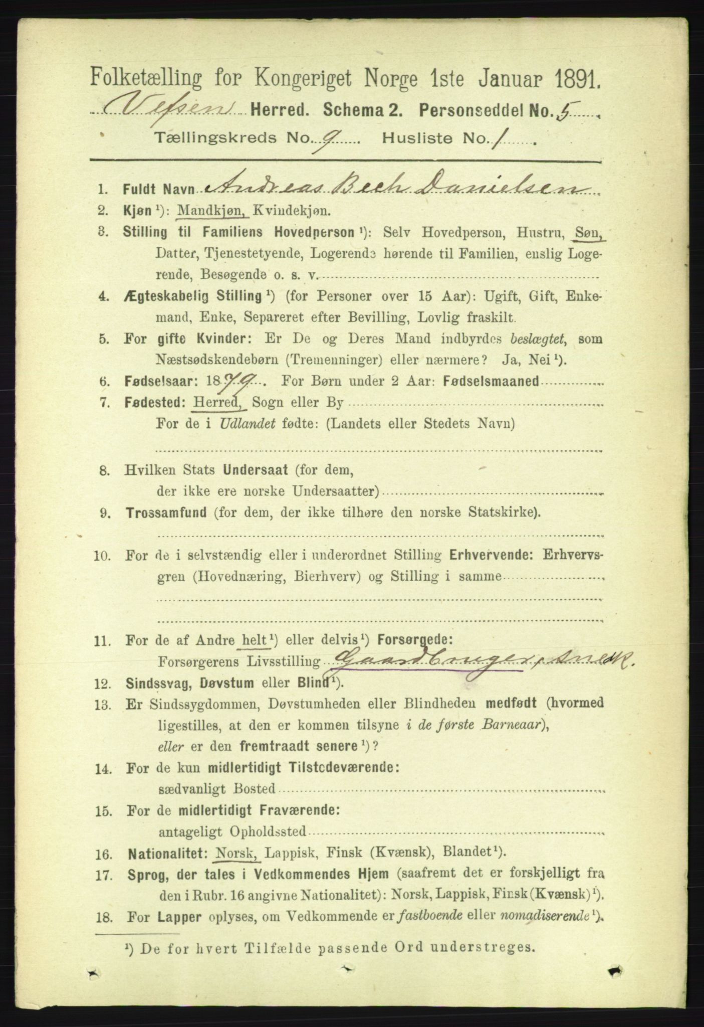 RA, 1891 census for 1824 Vefsn, 1891, p. 4700