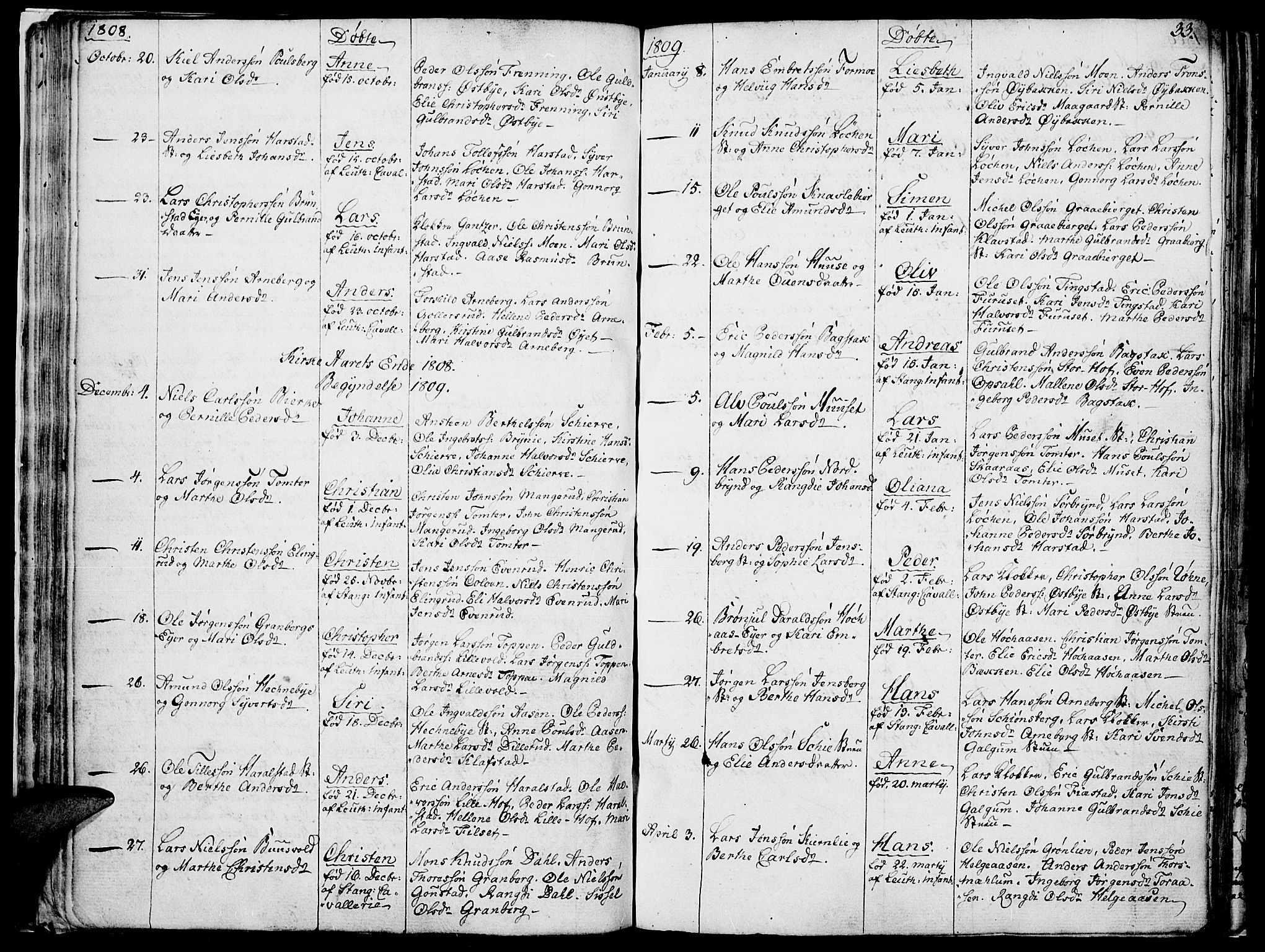 Romedal prestekontor, AV/SAH-PREST-004/K/L0001: Parish register (official) no. 1, 1799-1814, p. 33