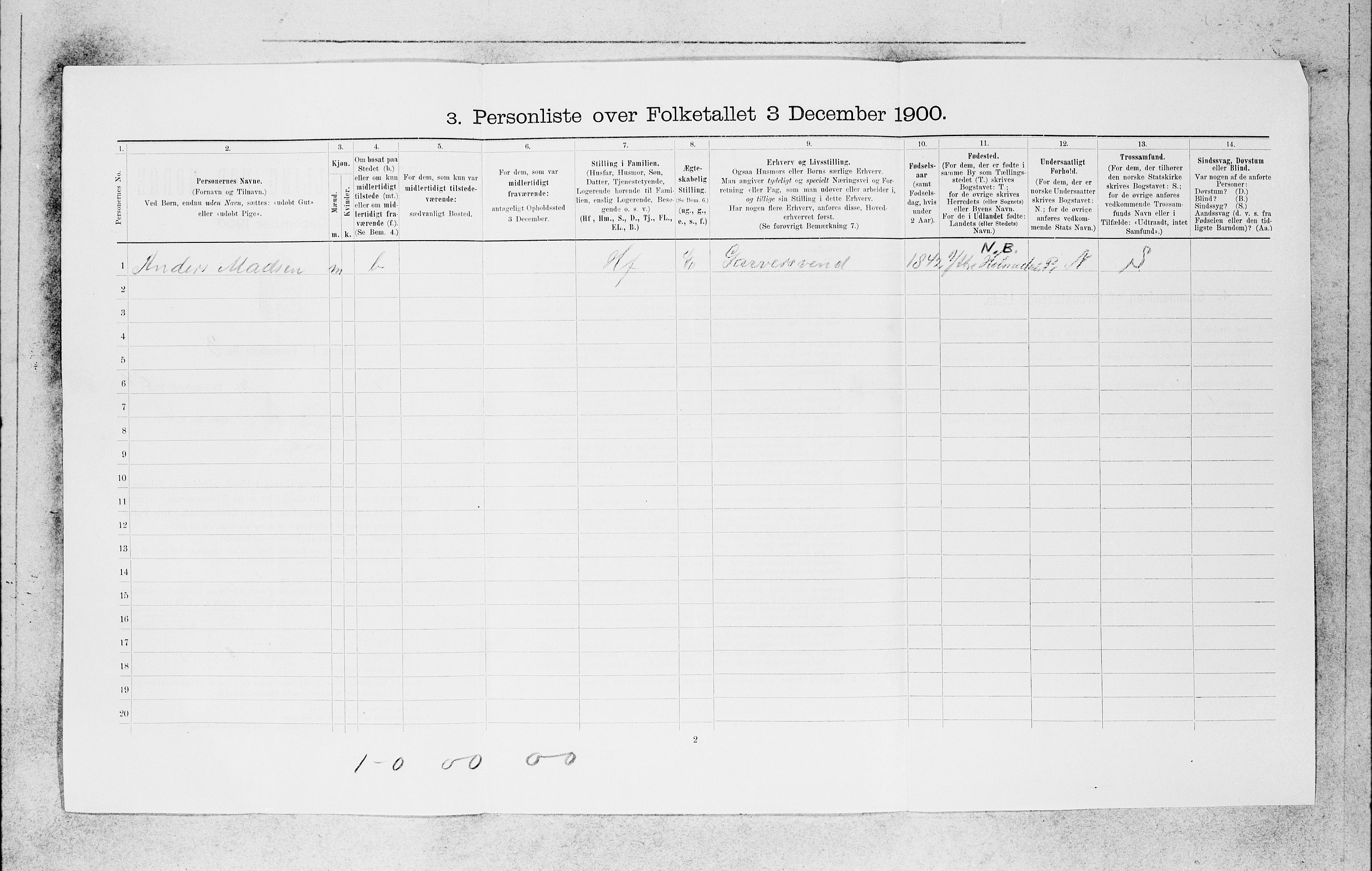 SAB, 1900 census for Bergen, 1900, p. 17942