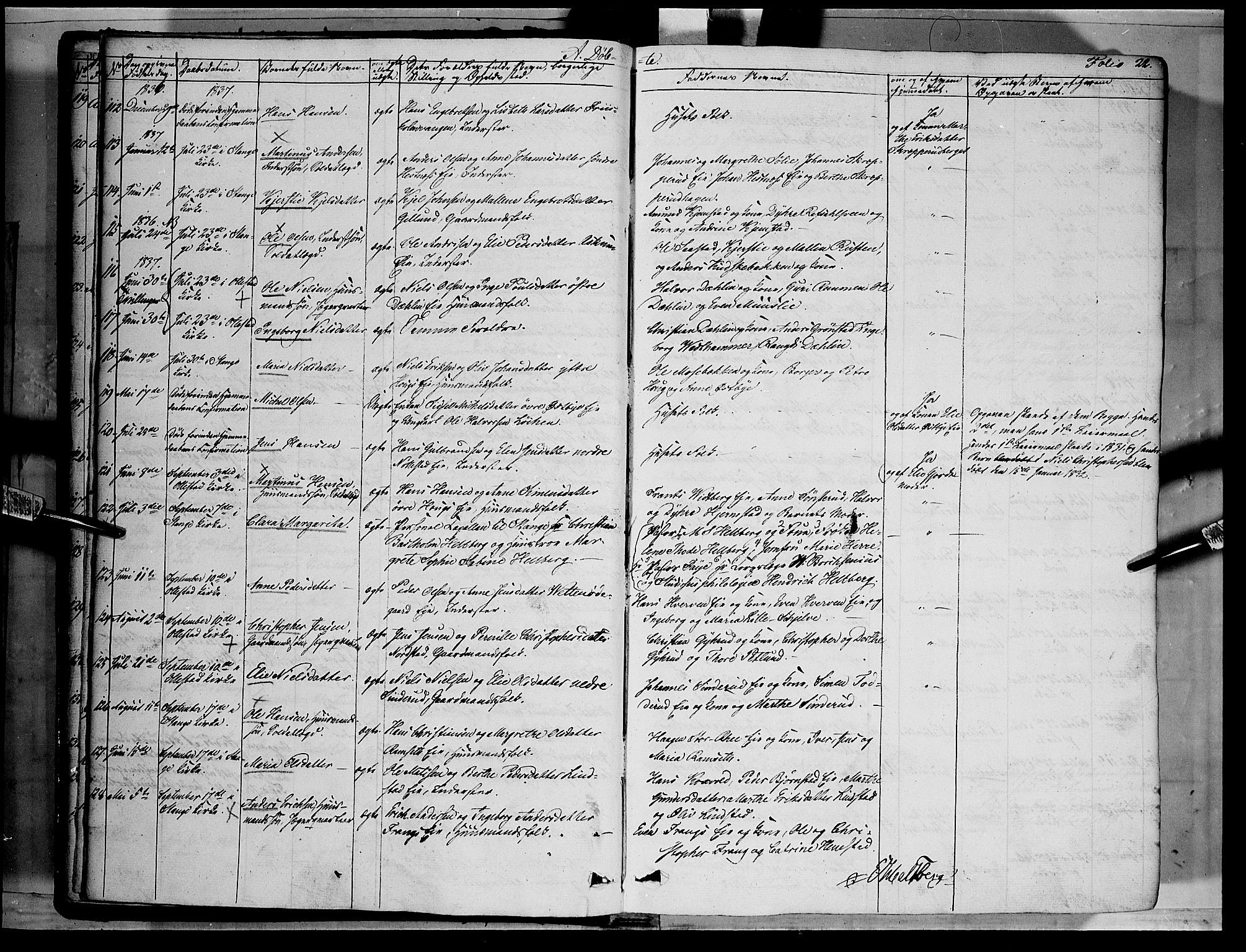 Stange prestekontor, AV/SAH-PREST-002/K/L0010: Parish register (official) no. 10, 1835-1845, p. 22