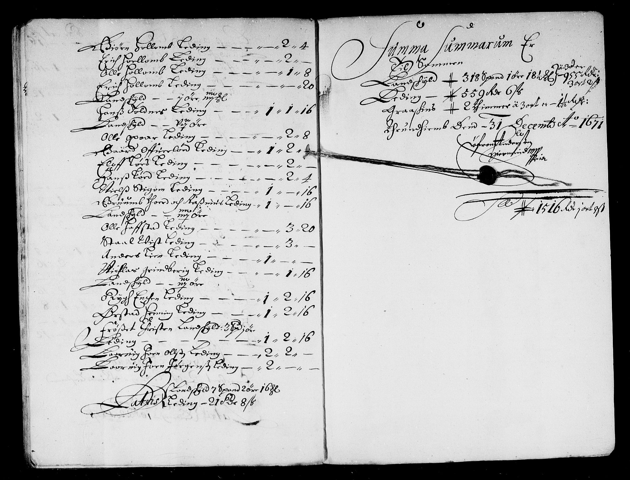 Rentekammeret inntil 1814, Reviderte regnskaper, Stiftamtstueregnskaper, Trondheim stiftamt og Nordland amt, AV/RA-EA-6044/R/Rd/L0033: Trondheim stiftamt, 1671