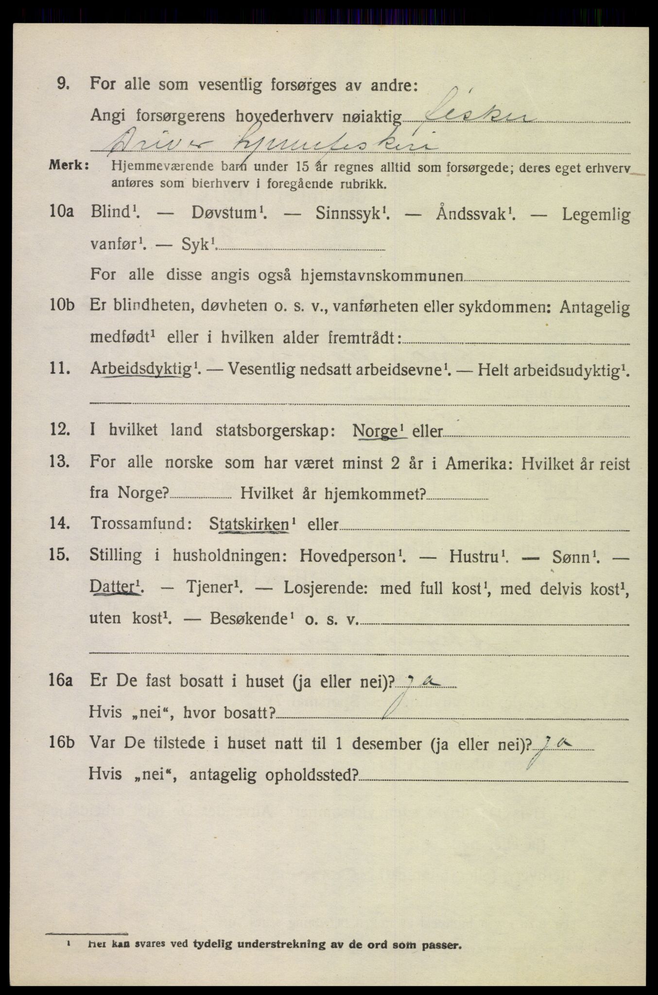 SAK, 1920 census for Oddernes, 1920, p. 3346
