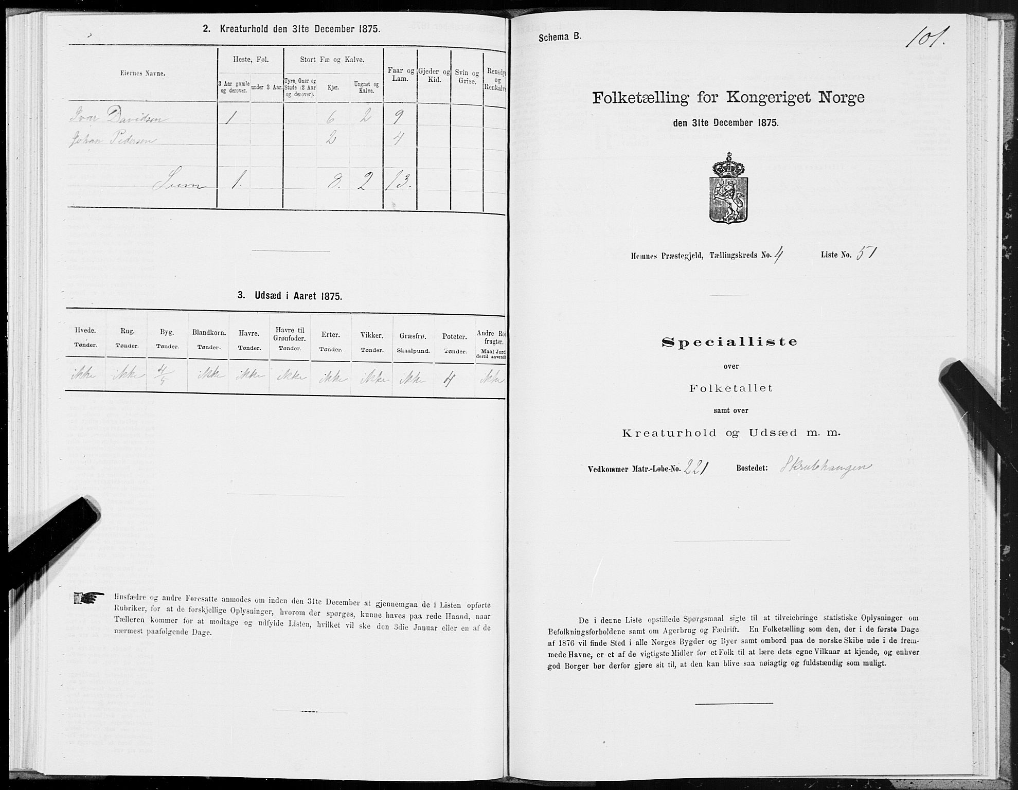 SAT, 1875 census for 1832P Hemnes, 1875, p. 3101