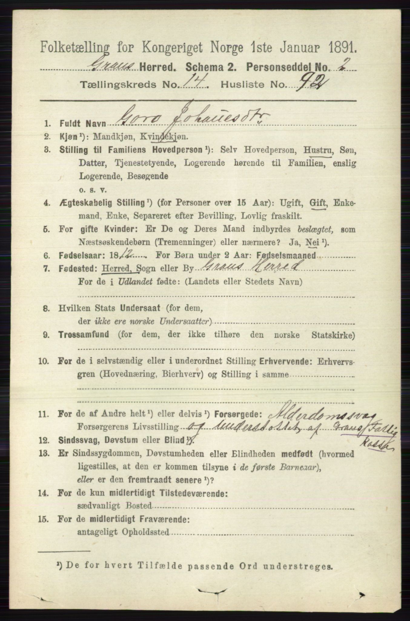 RA, 1891 census for 0534 Gran, 1891, p. 7534