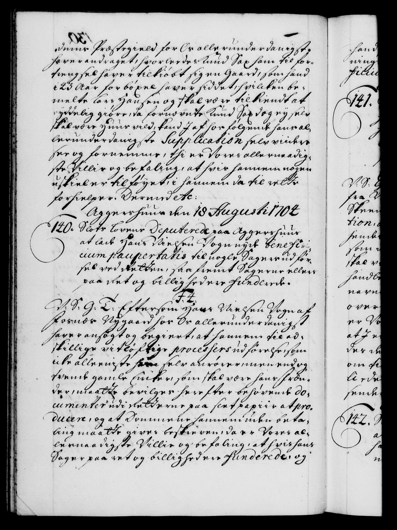 Danske Kanselli 1572-1799, AV/RA-EA-3023/F/Fc/Fca/Fcab/L0017: Norske tegnelser, 1704-1706, p. 130b