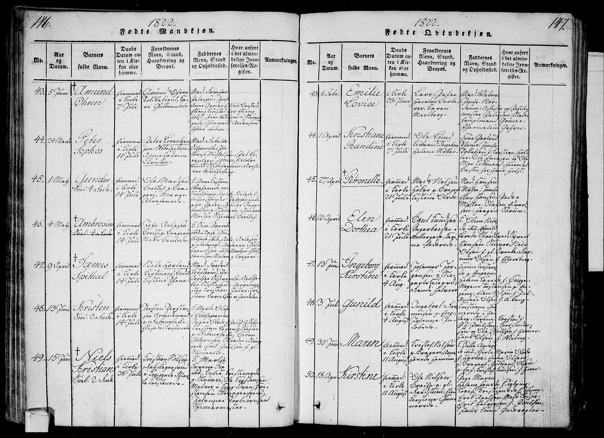 Bragernes kirkebøker, AV/SAKO-A-6/G/Ga/L0001: Parish register (copy) no. 1, 1815-1829, p. 146-147