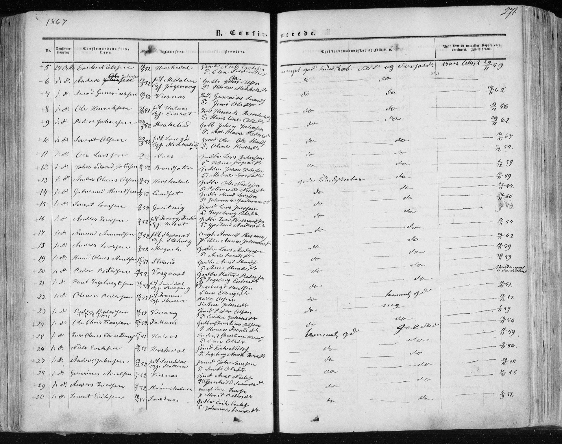 Ministerialprotokoller, klokkerbøker og fødselsregistre - Møre og Romsdal, AV/SAT-A-1454/568/L0804: Parish register (official) no. 568A11, 1854-1868, p. 271