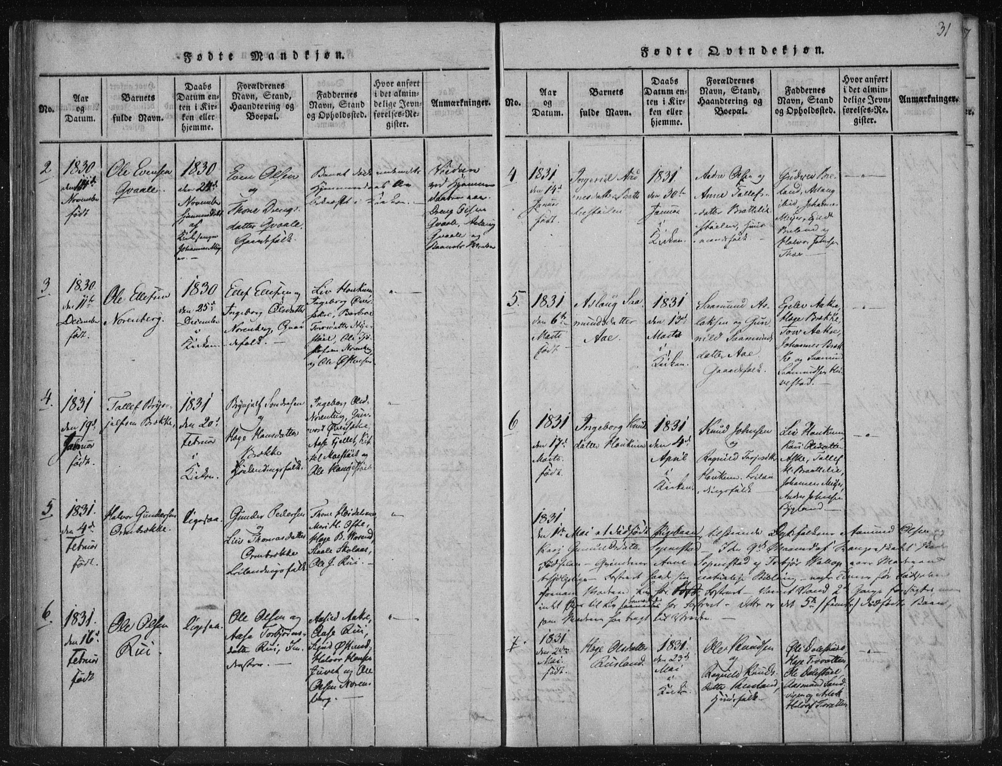 Lårdal kirkebøker, SAKO/A-284/F/Fc/L0001: Parish register (official) no. III 1, 1815-1860, p. 31