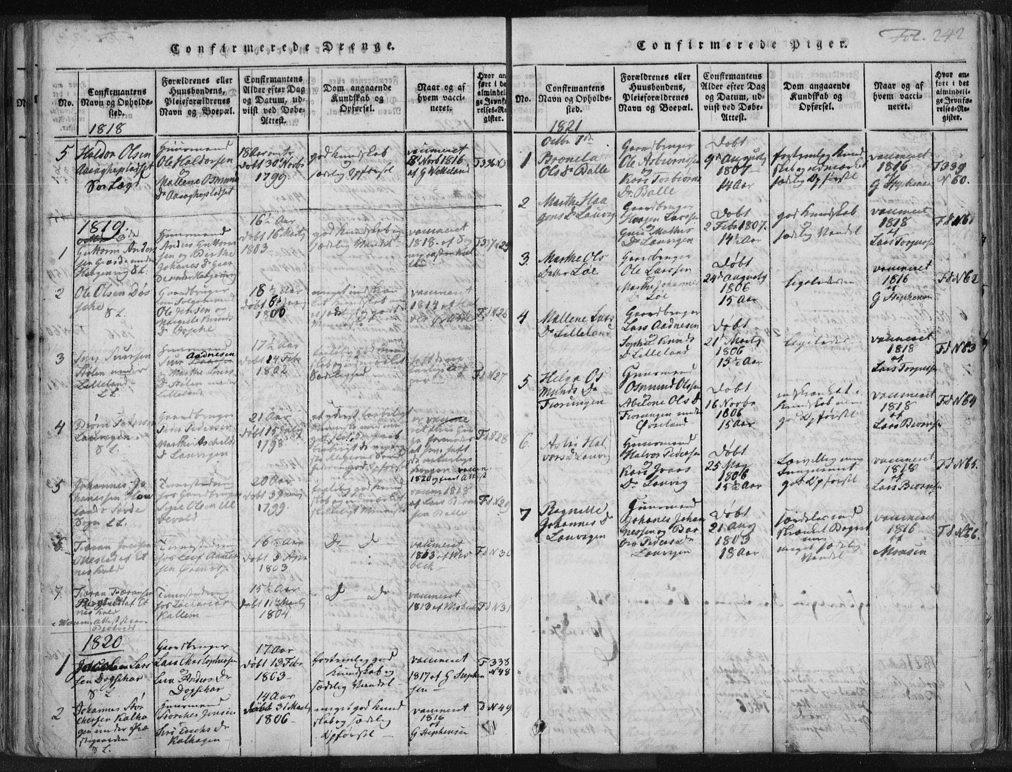 Vikedal sokneprestkontor, AV/SAST-A-101840/01/IV: Parish register (official) no. A 3, 1817-1850, p. 242