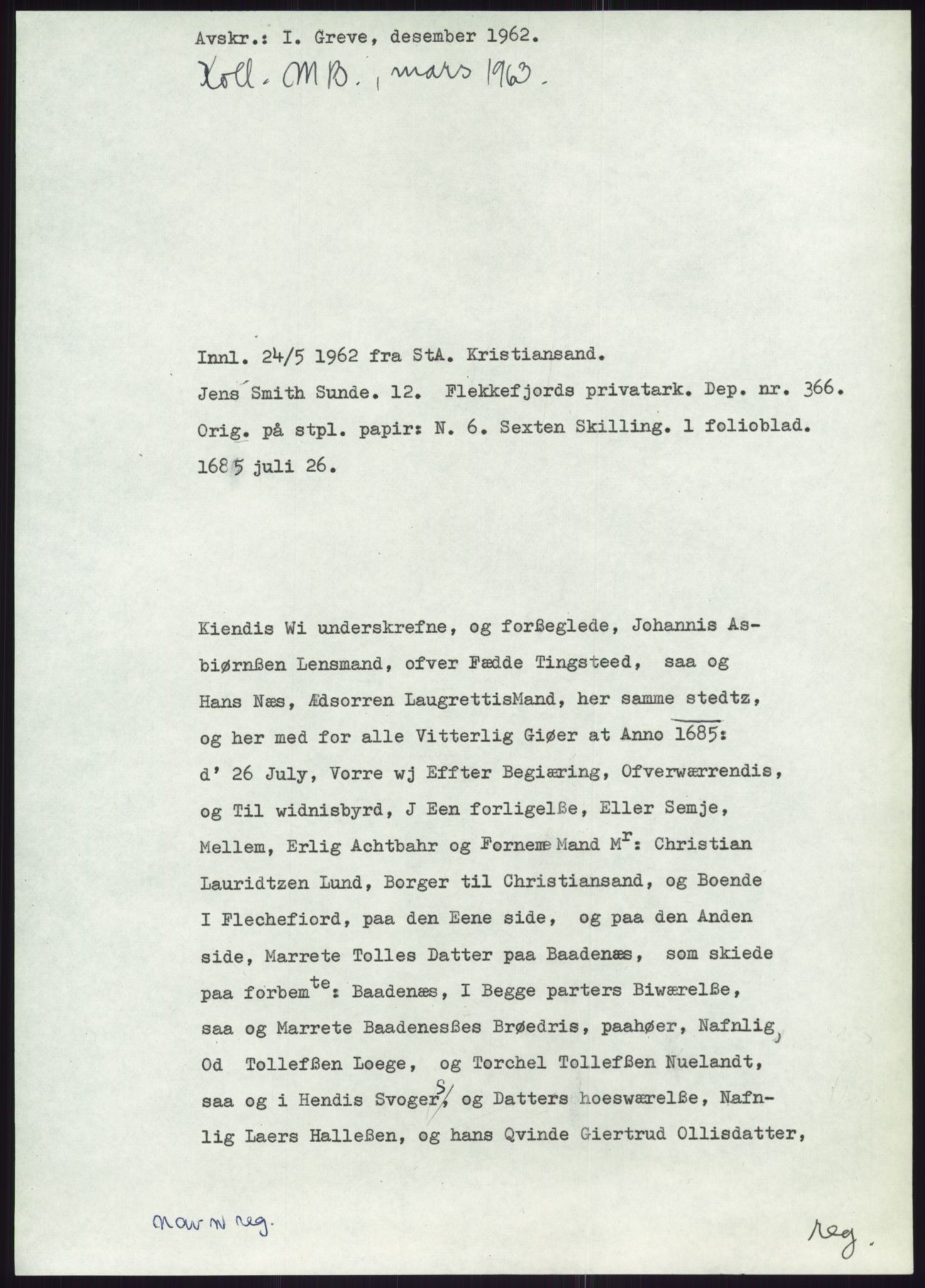 Samlinger til kildeutgivelse, Diplomavskriftsamlingen, AV/RA-EA-4053/H/Ha, p. 3318