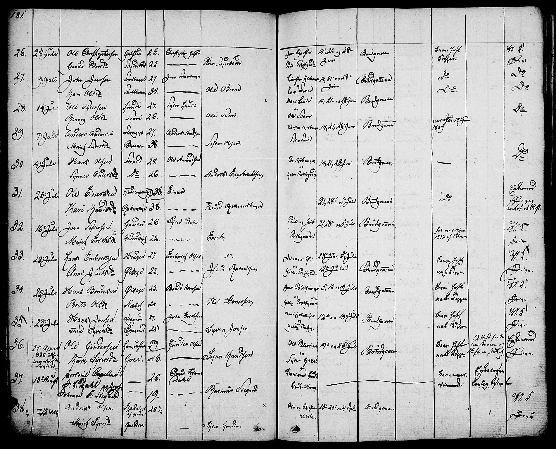 Vågå prestekontor, SAH/PREST-076/H/Ha/Haa/L0004: Parish register (official) no. 4 /1, 1827-1842, p. 181