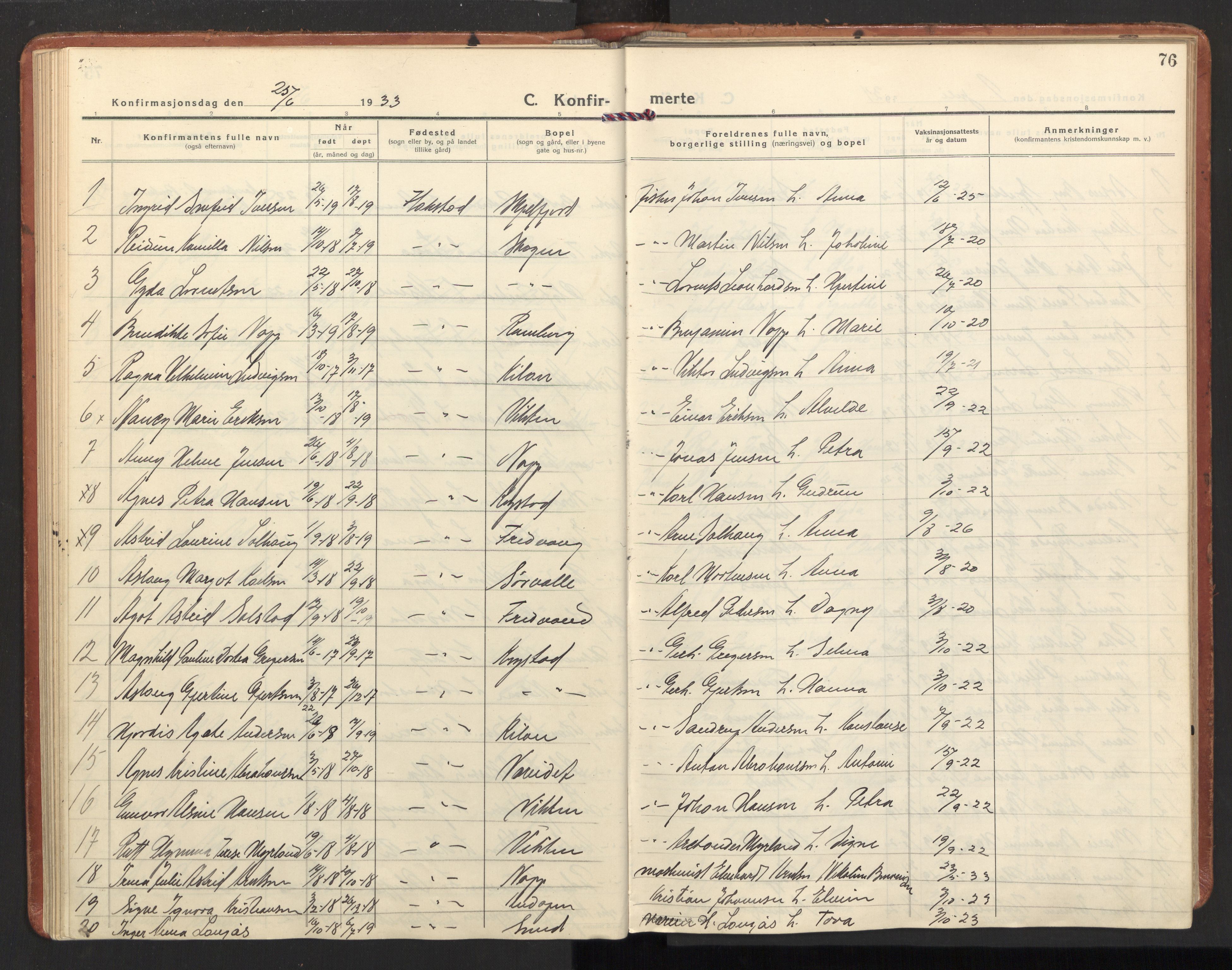 Ministerialprotokoller, klokkerbøker og fødselsregistre - Nordland, AV/SAT-A-1459/885/L1211: Parish register (official) no. 885A11, 1927-1938, p. 76