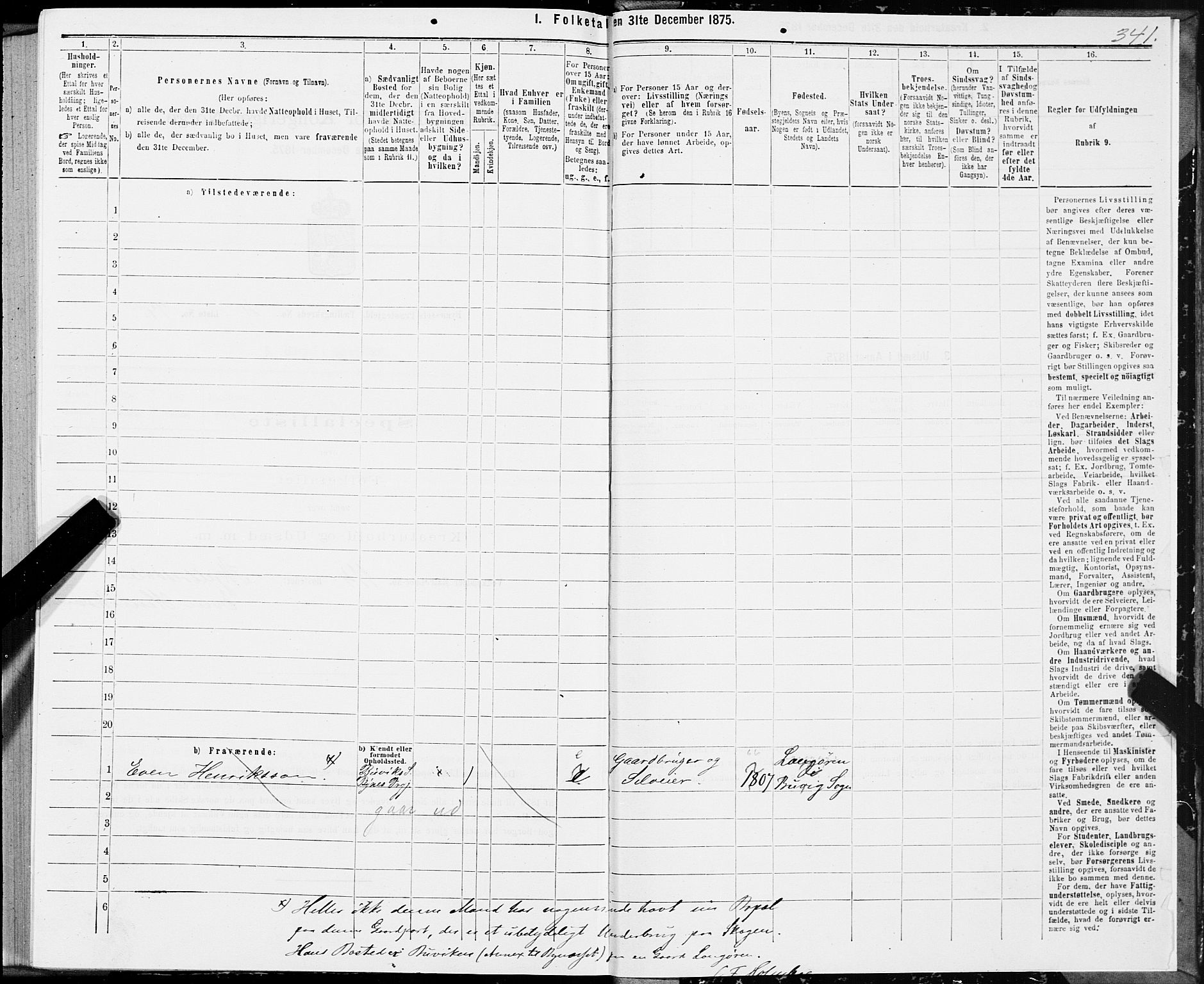 SAT, 1875 census for 1655P Byneset, 1875, p. 2341