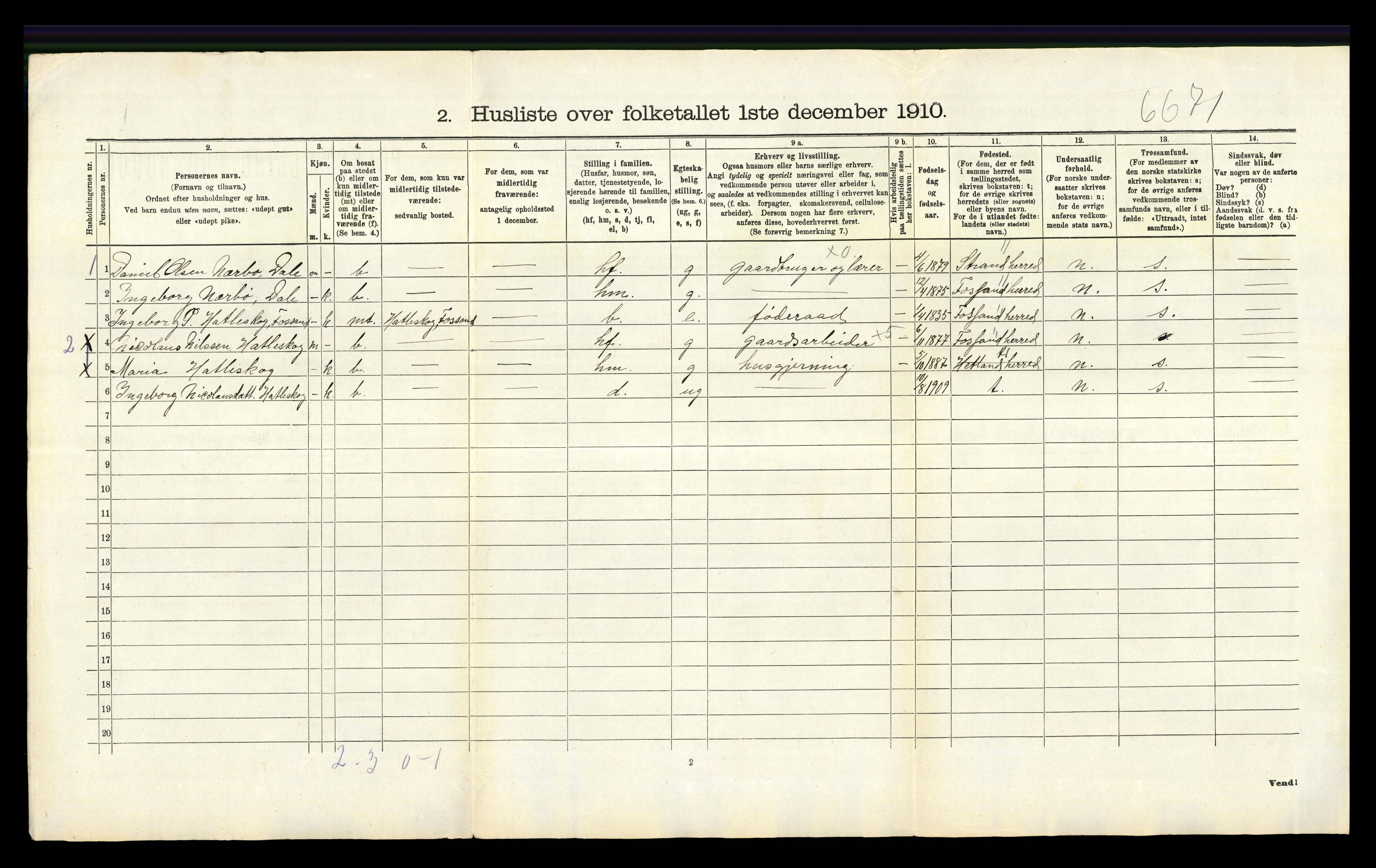 RA, 1910 census for Hetland, 1910, p. 632