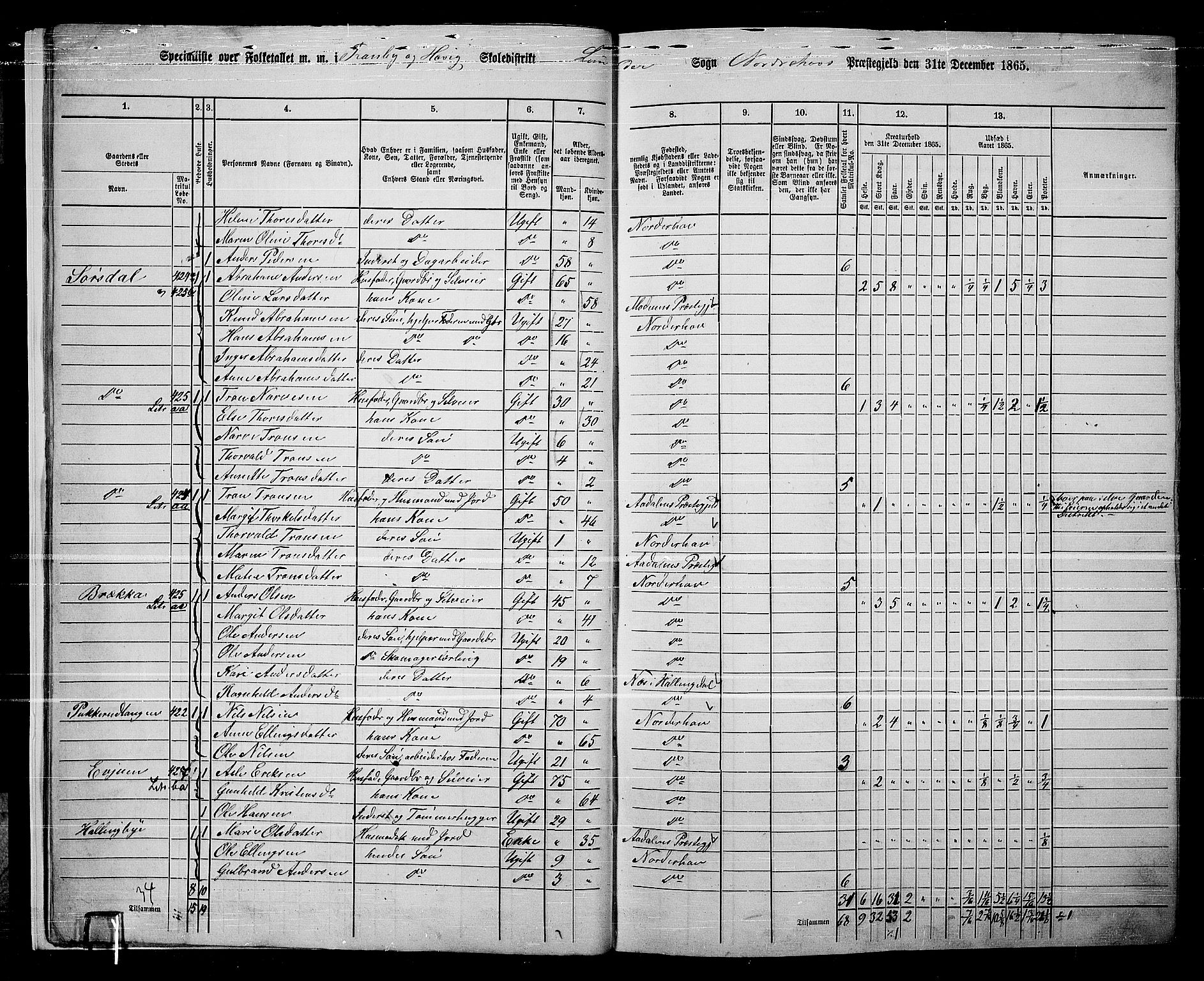 RA, 1865 census for Norderhov/Norderhov, Haug og Lunder, 1865, p. 18