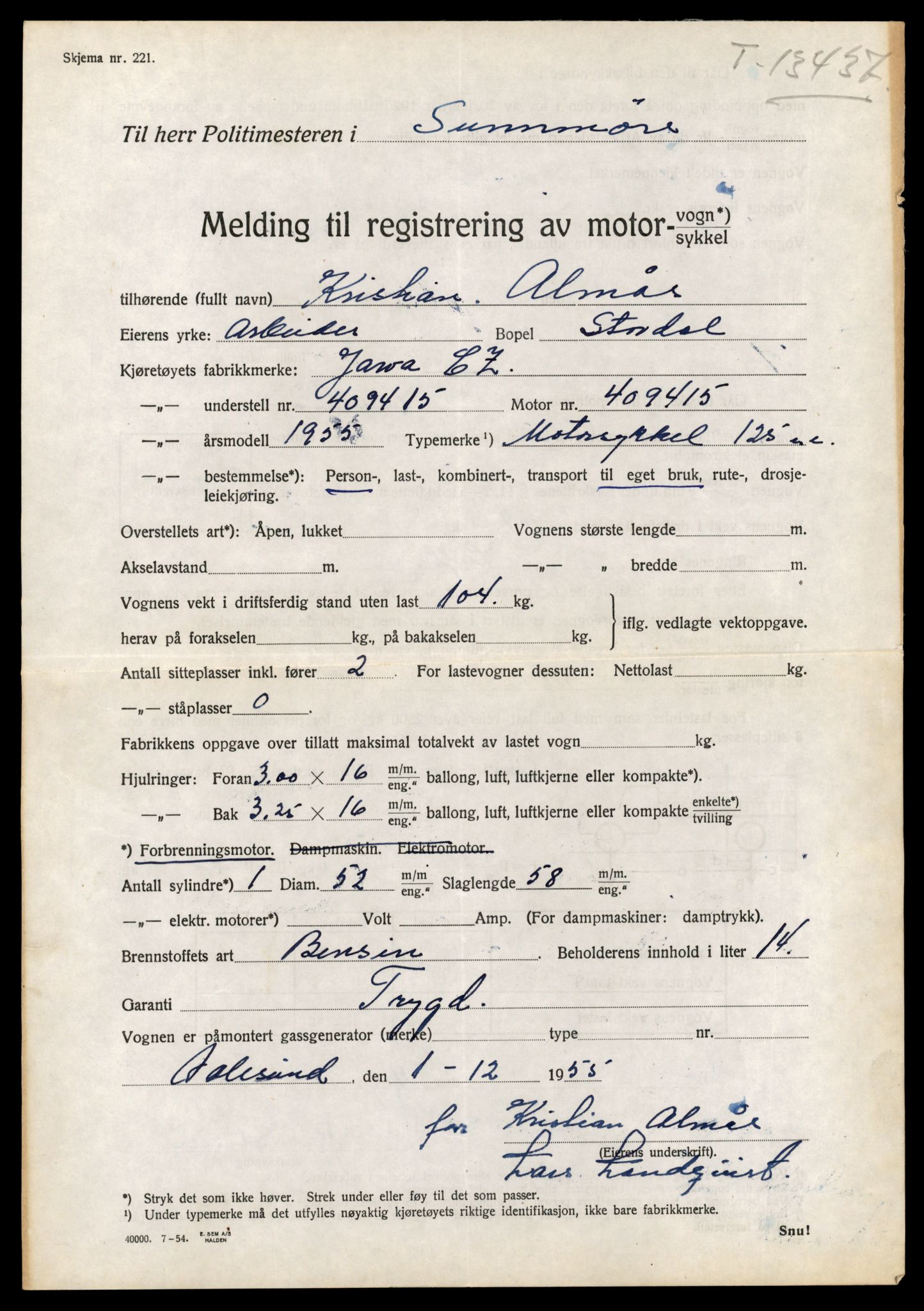 Møre og Romsdal vegkontor - Ålesund trafikkstasjon, AV/SAT-A-4099/F/Fe/L0039: Registreringskort for kjøretøy T 13361 - T 13530, 1927-1998, p. 1289
