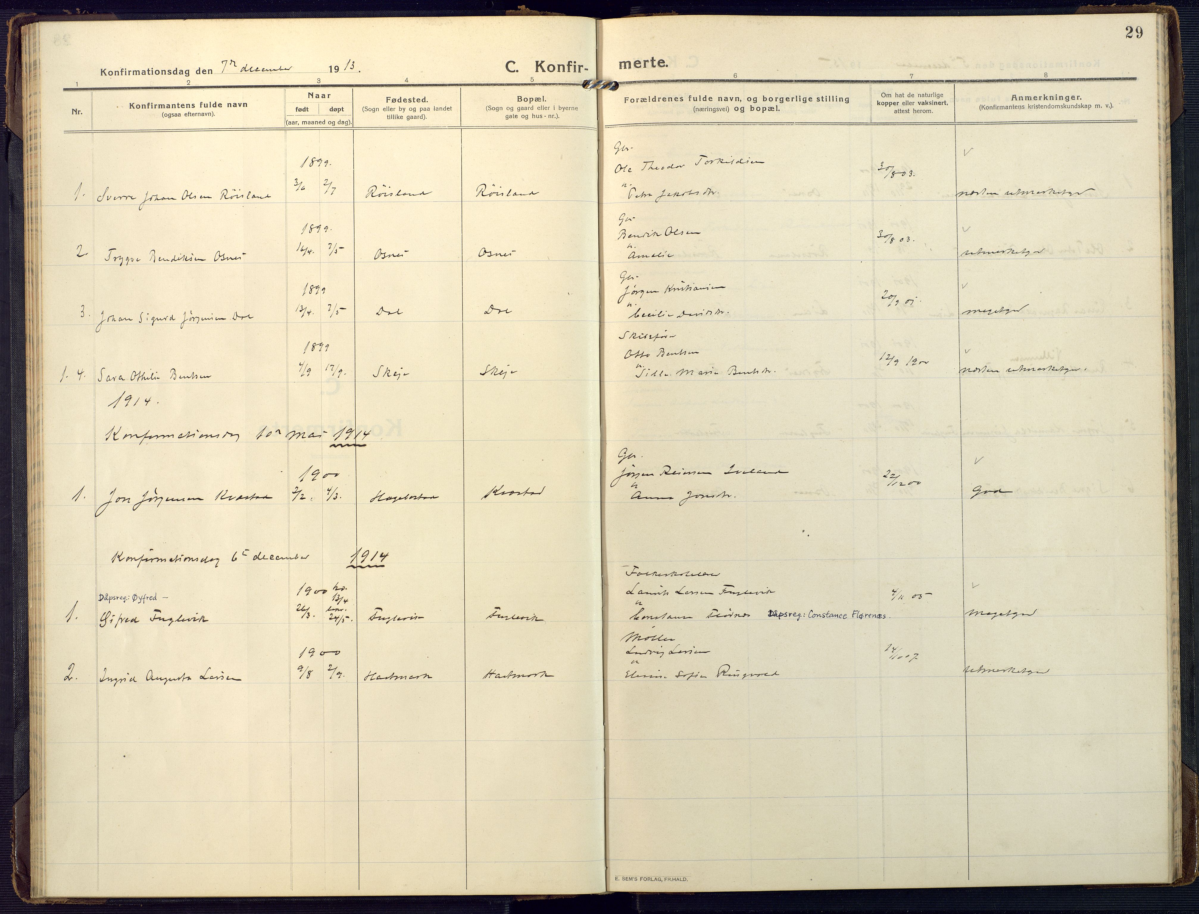 Mandal sokneprestkontor, SAK/1111-0030/F/Fa/Fab/L0003: Parish register (official) no. A 3, 1913-1933, p. 29