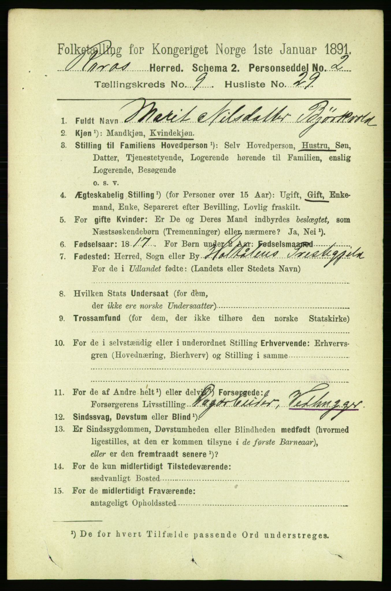 RA, 1891 census for 1640 Røros, 1891, p. 1974