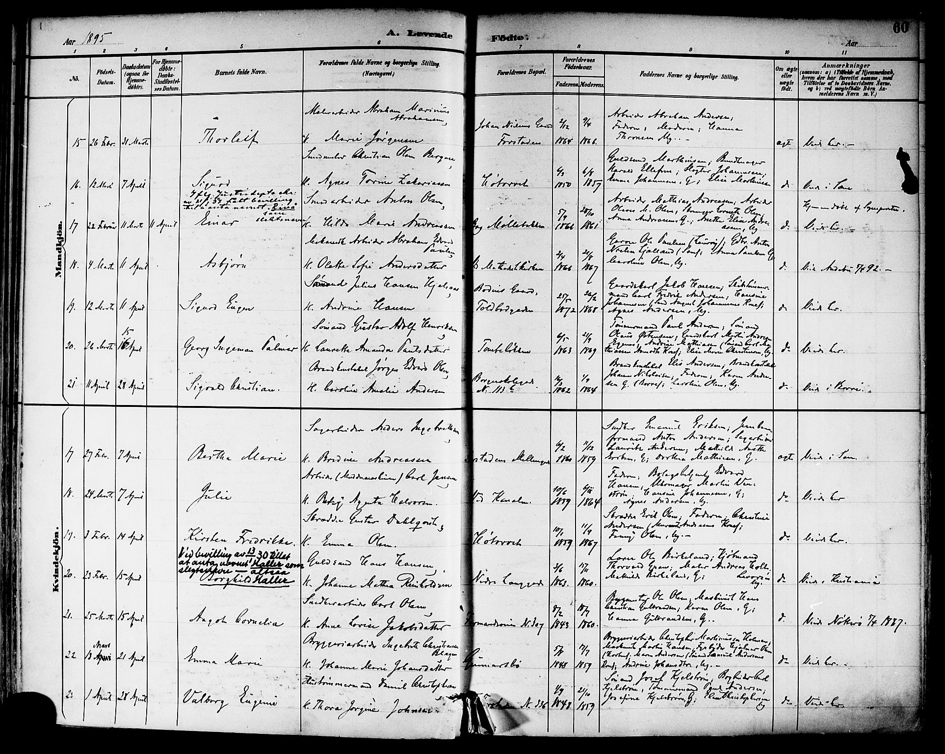 Tønsberg kirkebøker, SAKO/A-330/F/Fa/L0012: Parish register (official) no. I 12, 1891-1899, p. 60