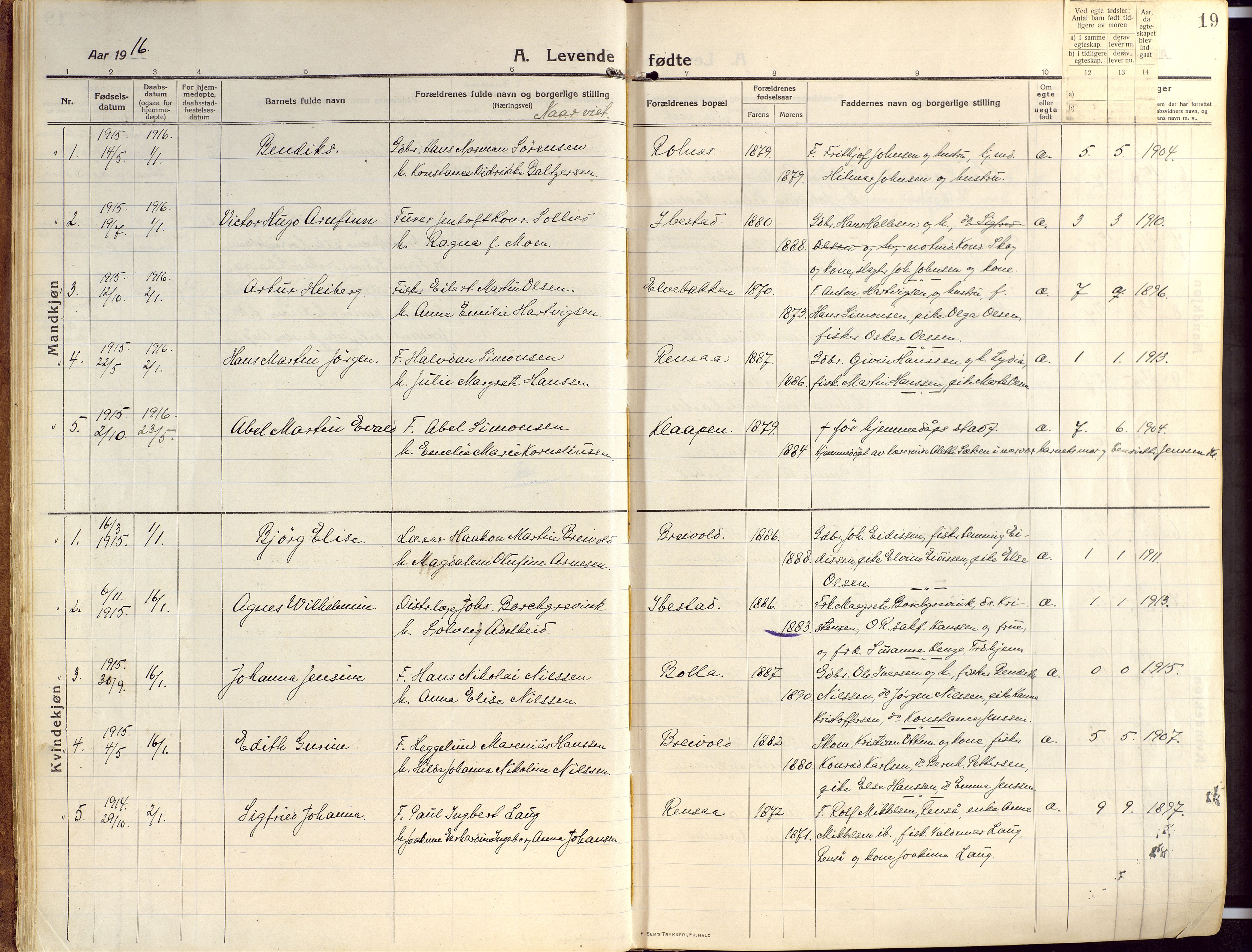 Ibestad sokneprestembete, SATØ/S-0077/H/Ha/Haa/L0018kirke: Parish register (official) no. 18, 1915-1929, p. 19