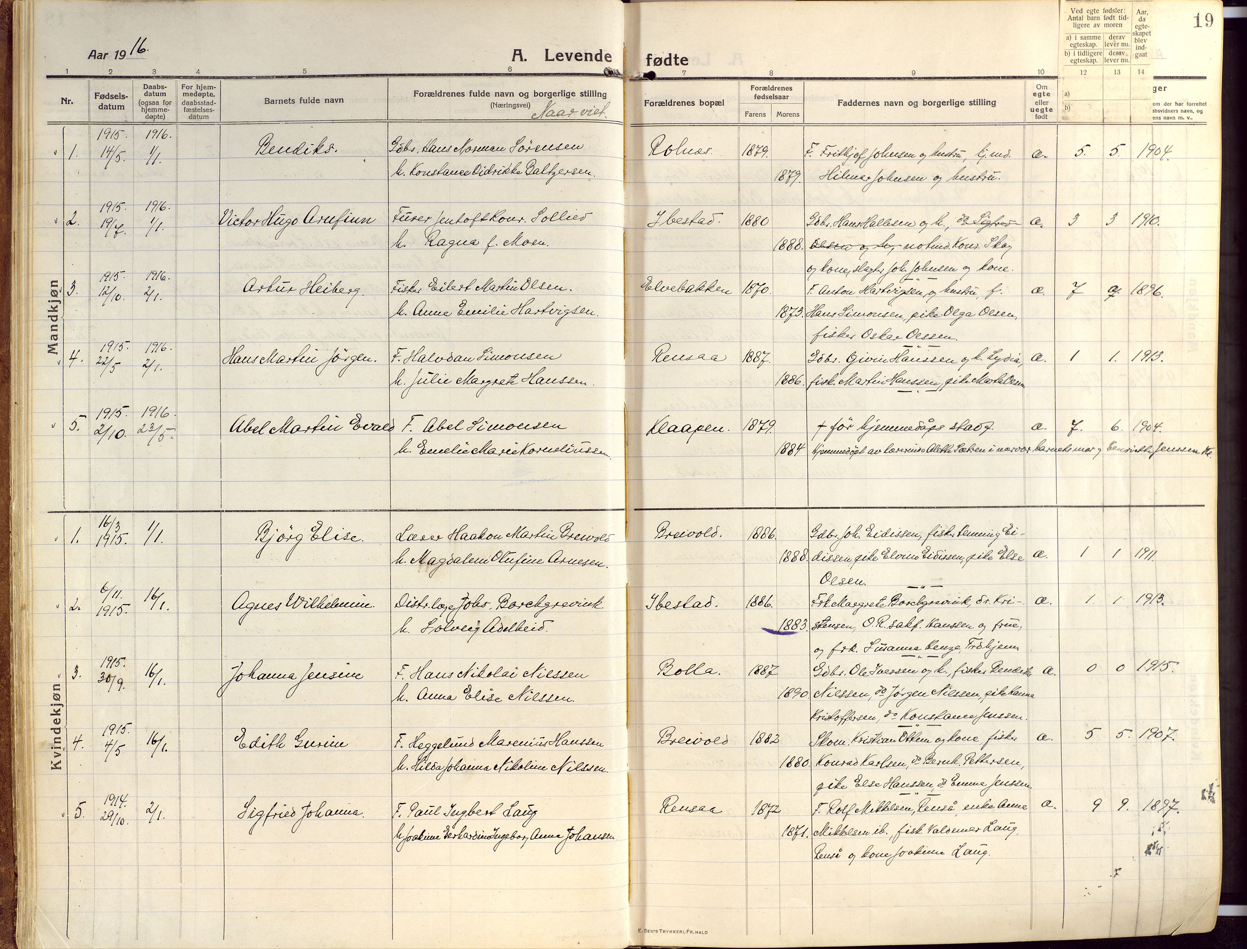 Ibestad sokneprestembete, AV/SATØ-S-0077/H/Ha/Haa/L0018kirke: Parish register (official) no. 18, 1915-1929, p. 19
