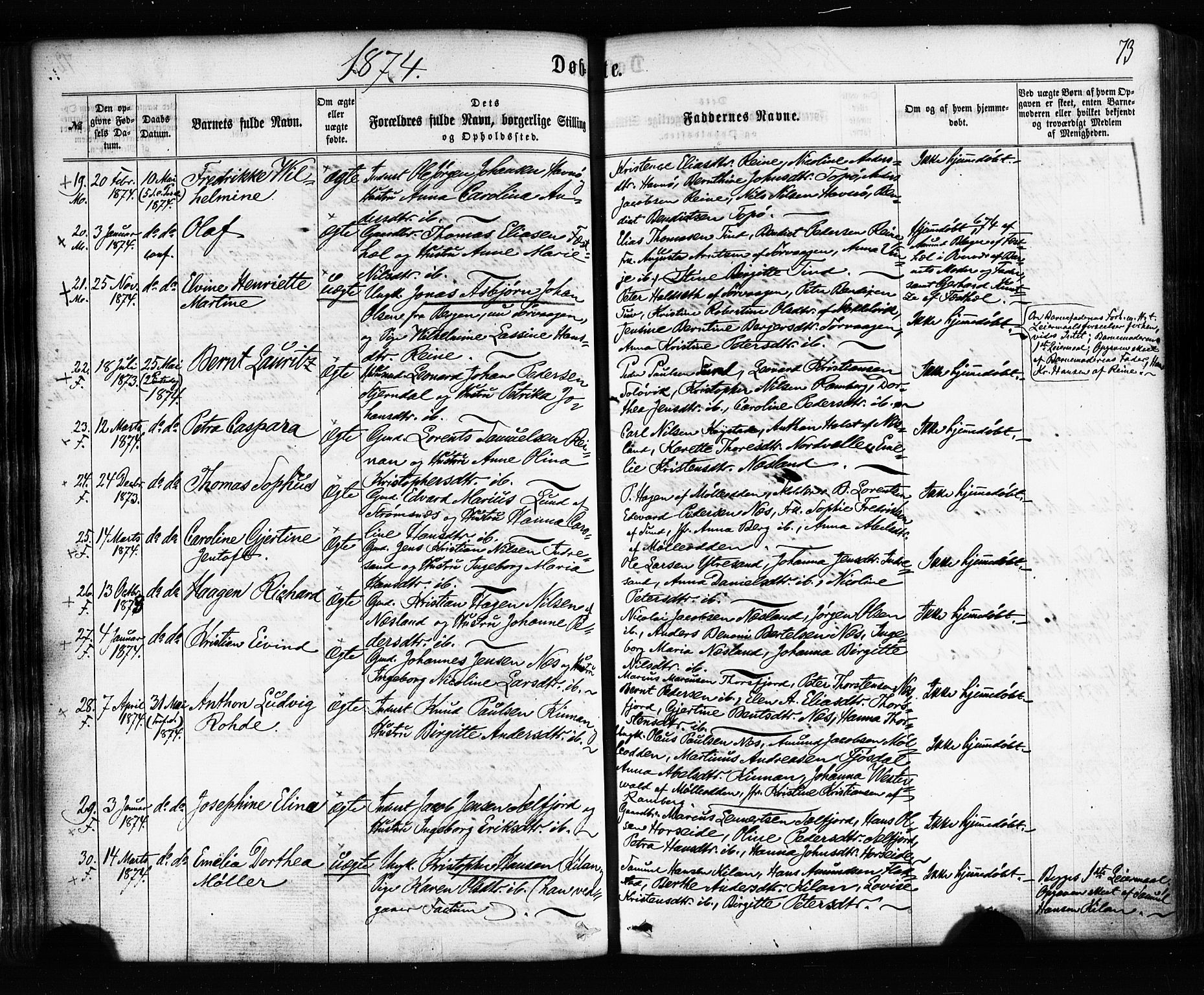 Ministerialprotokoller, klokkerbøker og fødselsregistre - Nordland, SAT/A-1459/885/L1203: Parish register (official) no. 885A04, 1859-1877, p. 73