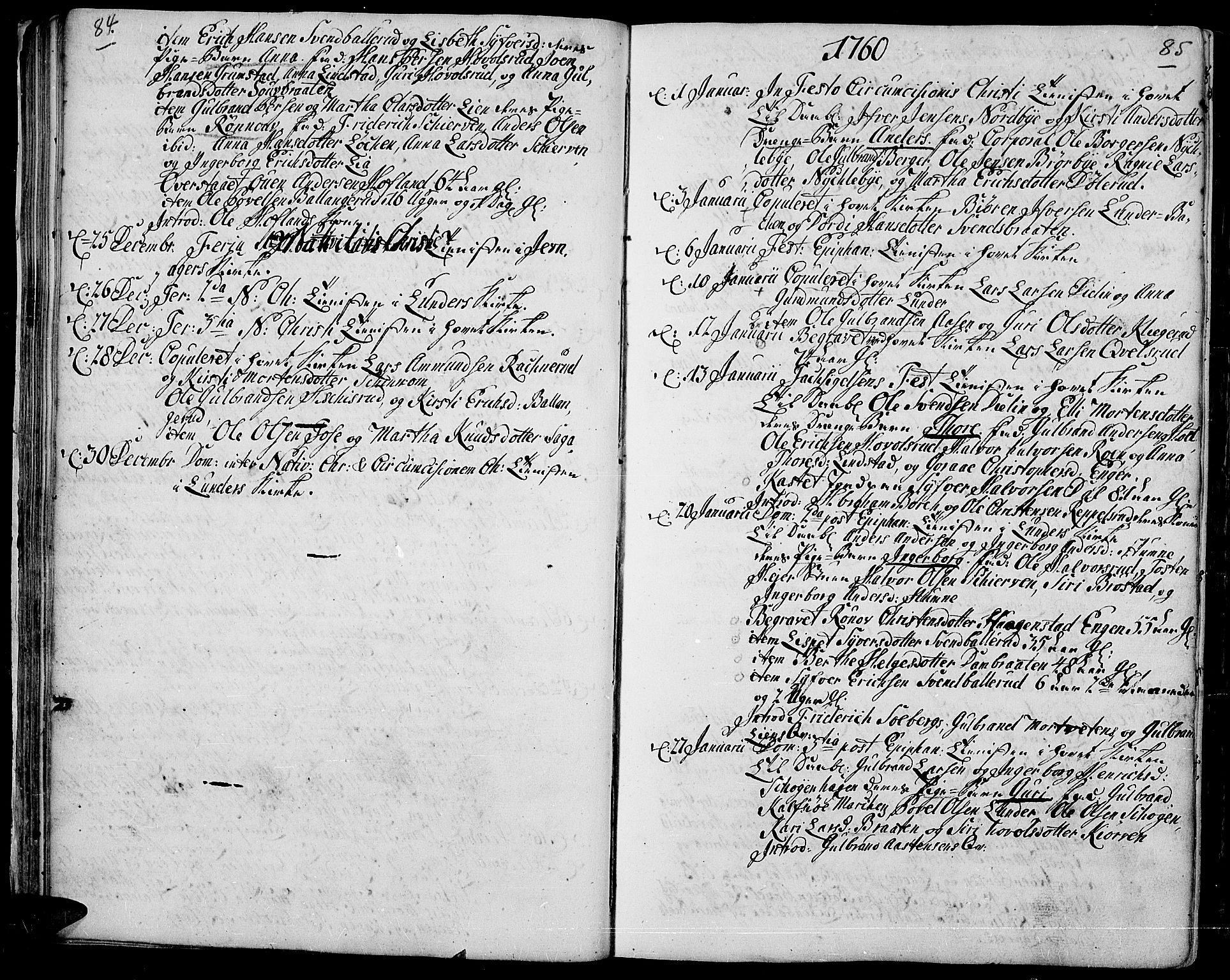 Jevnaker prestekontor, SAH/PREST-116/H/Ha/Haa/L0003: Parish register (official) no. 3, 1752-1799, p. 84-85
