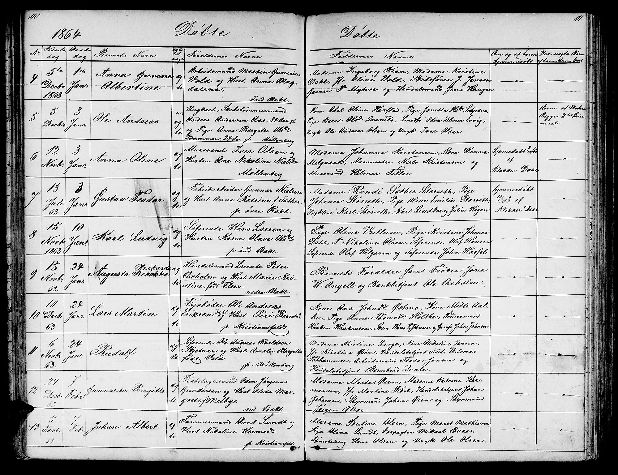 Ministerialprotokoller, klokkerbøker og fødselsregistre - Sør-Trøndelag, SAT/A-1456/604/L0219: Parish register (copy) no. 604C02, 1851-1869, p. 110-111