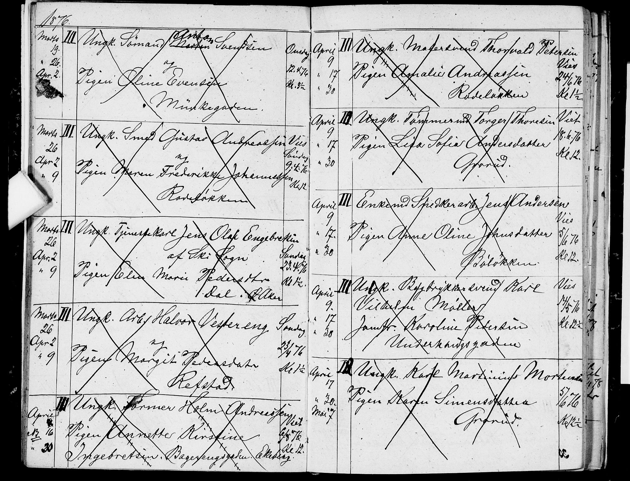 Østre Aker prestekontor Kirkebøker, AV/SAO-A-10840/H/Ha/L0003: Banns register no. I 3, 1873-1878