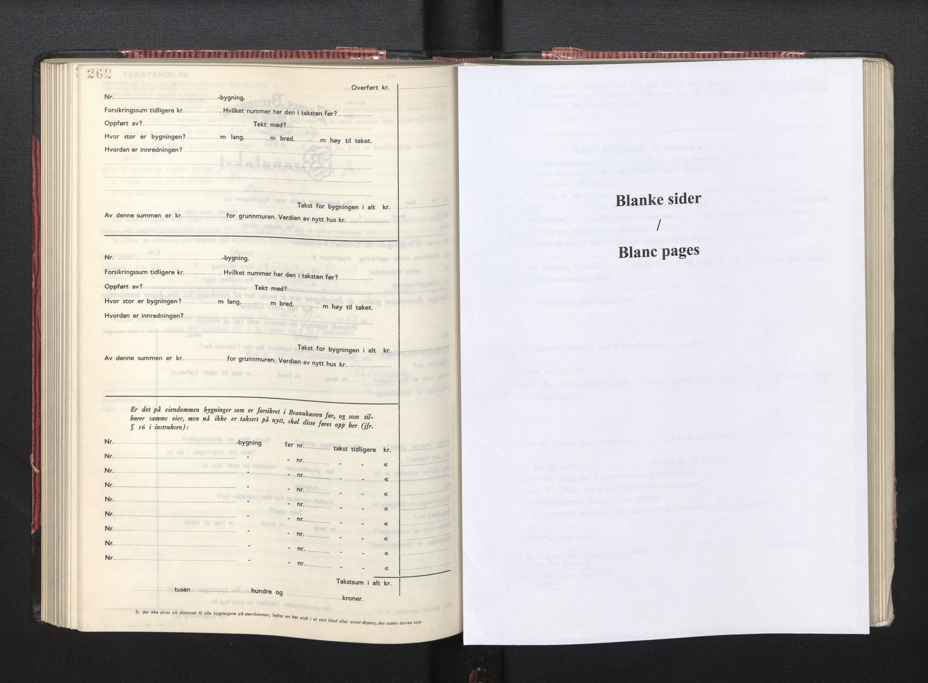 Lensmannen i Sund og Austevoll, AV/SAB-A-35201/0012/L0005: Branntakstprotokoll, skjematakst, 1949-1955, p. 262-263