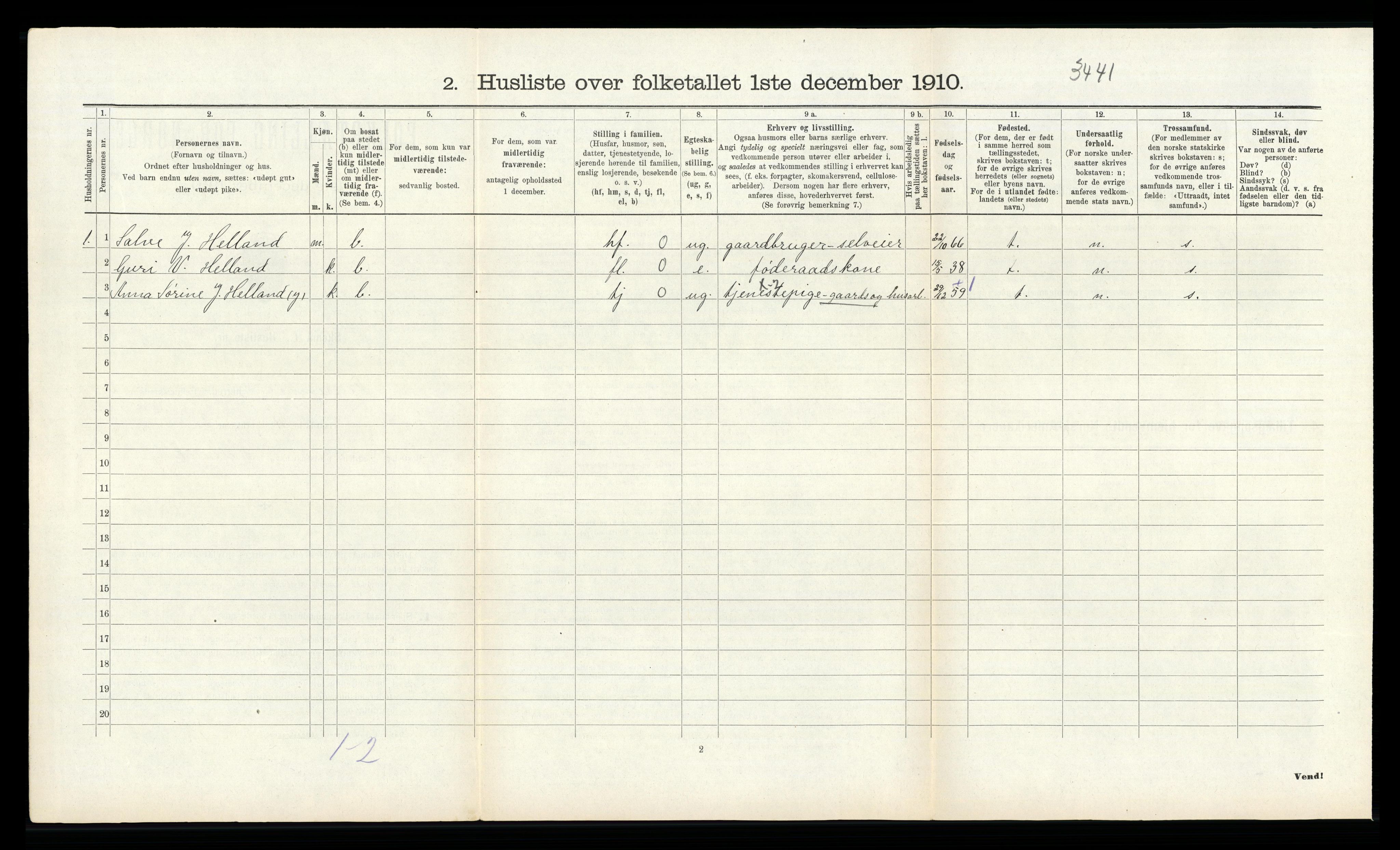 RA, 1910 census for Finsland, 1910, p. 179