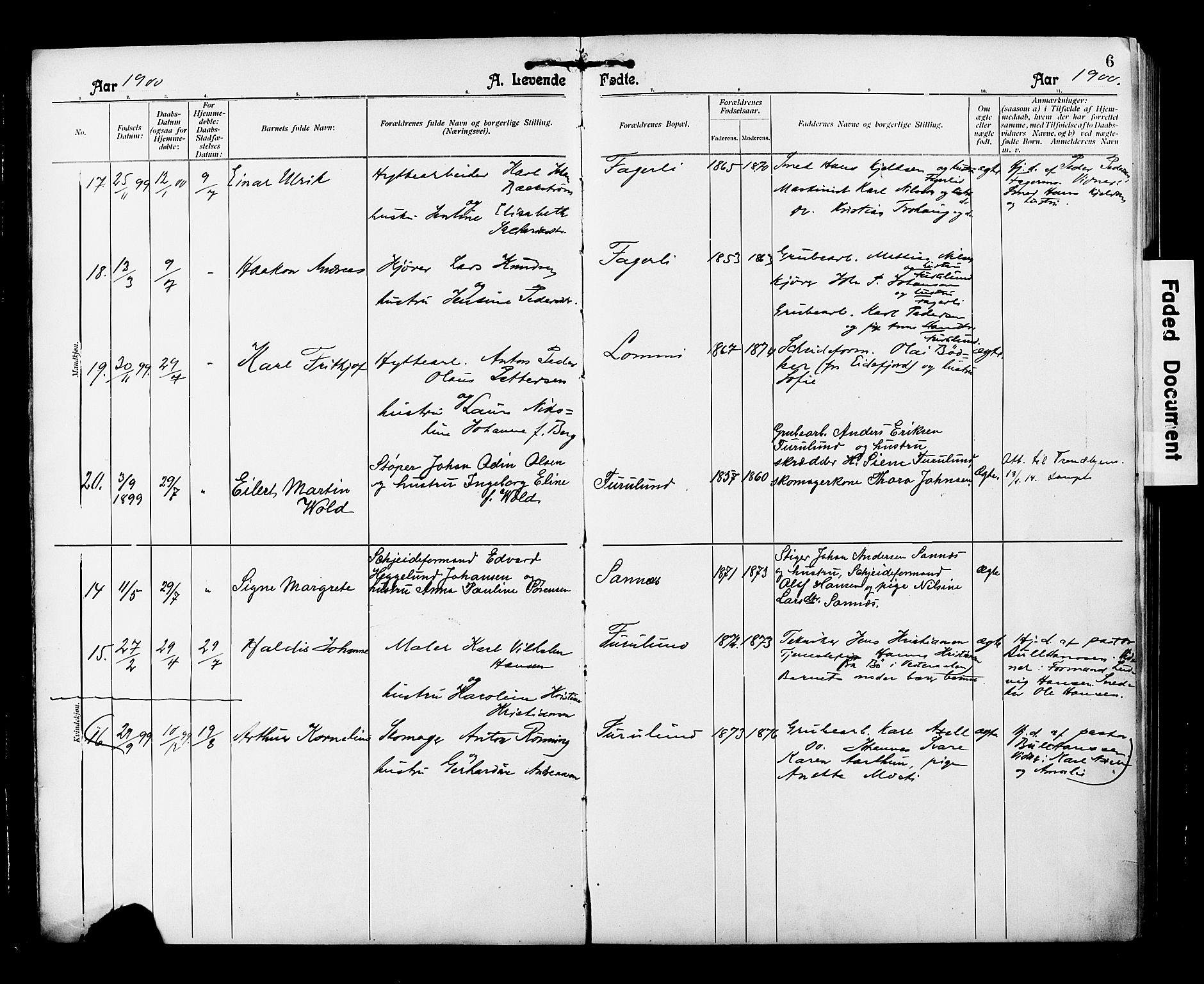 Ministerialprotokoller, klokkerbøker og fødselsregistre - Nordland, AV/SAT-A-1459/850/L0709: Parish register (official) no. 850A01, 1899-1909, p. 6